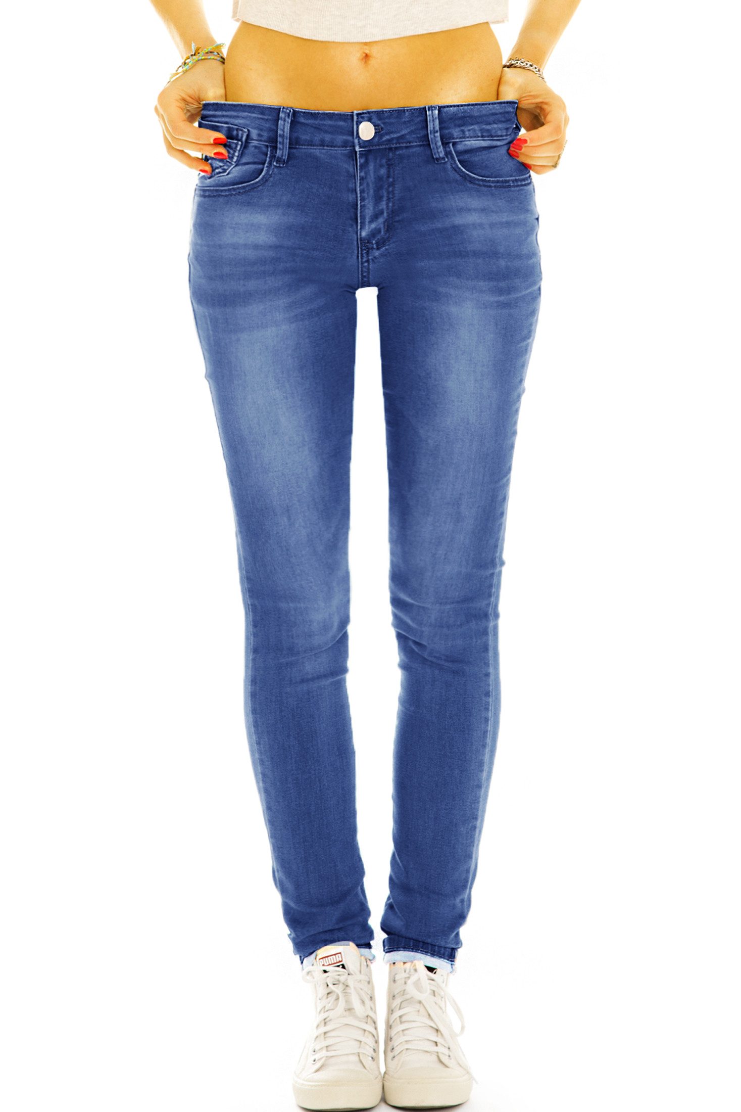 be styled Röhrenjeans Low Rise Jeans Hose Röhrenjeans Skinny Hüftjeans - Damen - j17l 5 Pocket Style