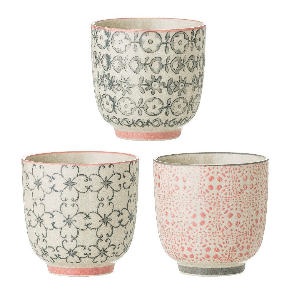 Bloomingville Becher Bloomingville Cécile Becher 180 ml Rose Steingut 3er Set, Steingut
