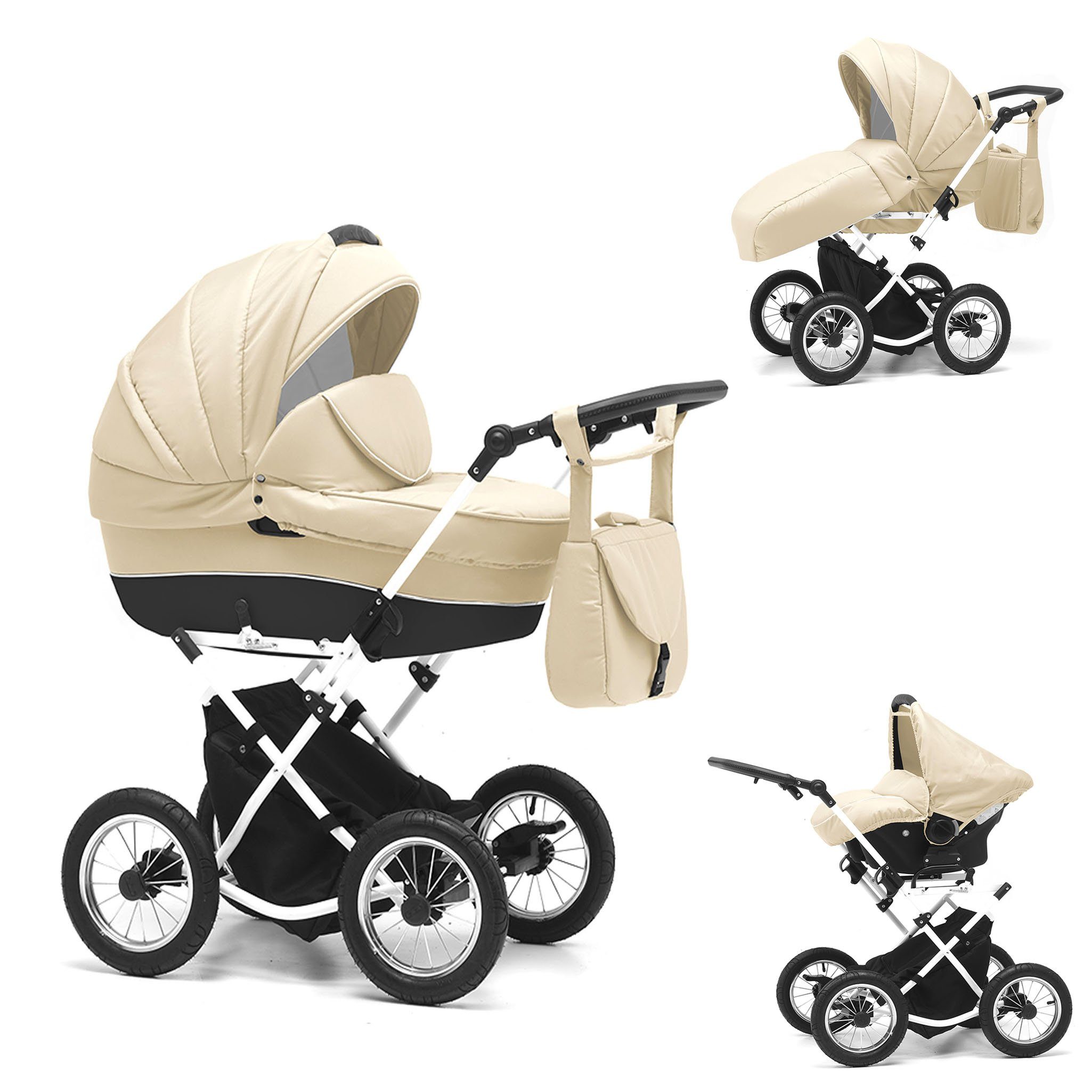 Kombi-Kinderwagen Sorento 4 in 1 mit Sportsitz, Autositz und Zubehör in 17 Farben