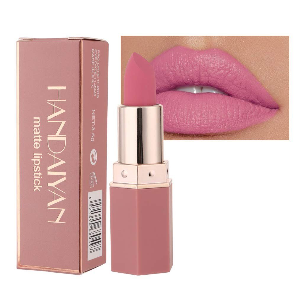 Haiaveng Lippenstift Matte Lipstick Samtige rote Lippenstifte Wasserdichte, lang anhaltende, glättende Antihaft-Tasse Sexy Colors Lipsticks Barbie Pink