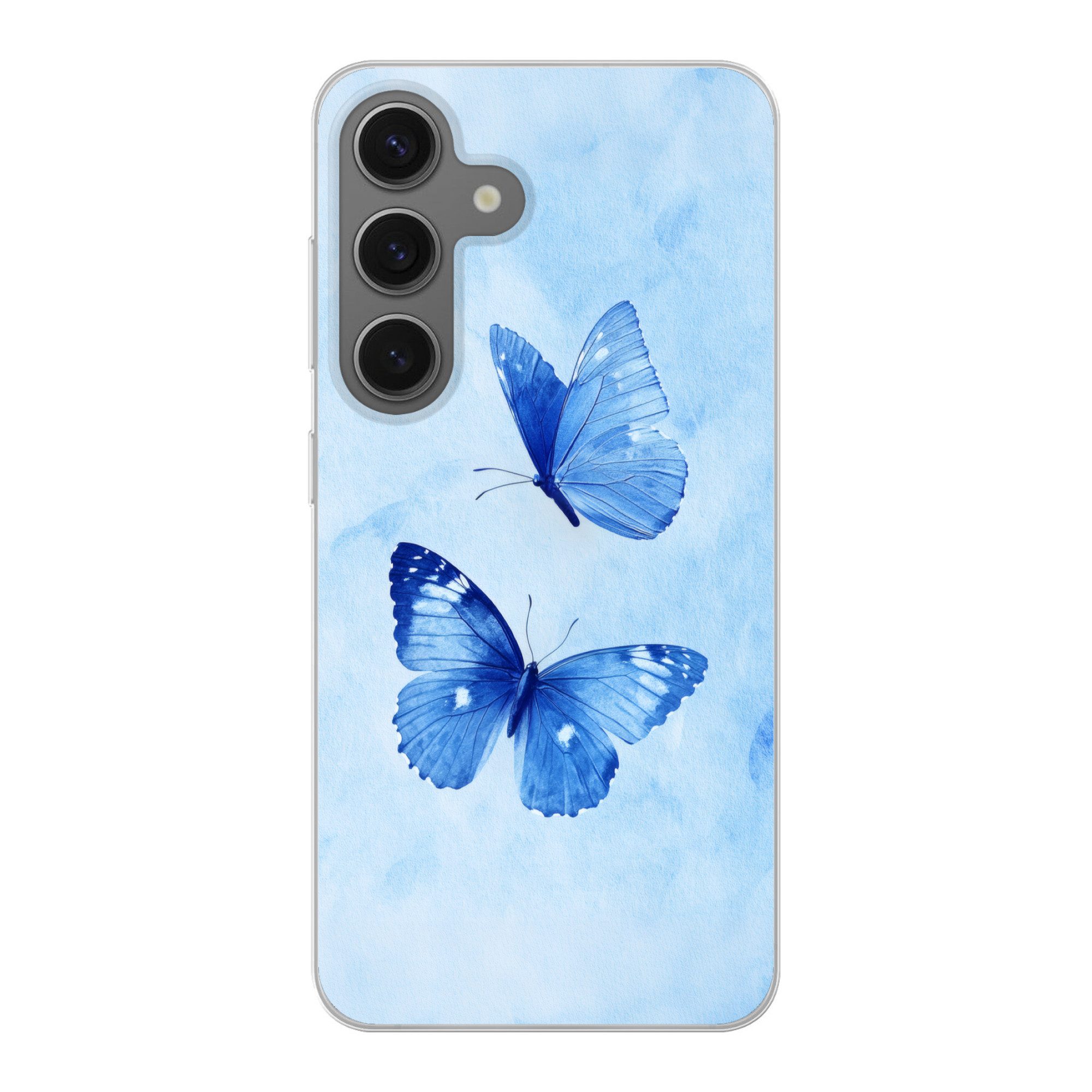 Handyhülle für Samsung Galaxy S25 Schmetterlinge - Ornamental - Blau