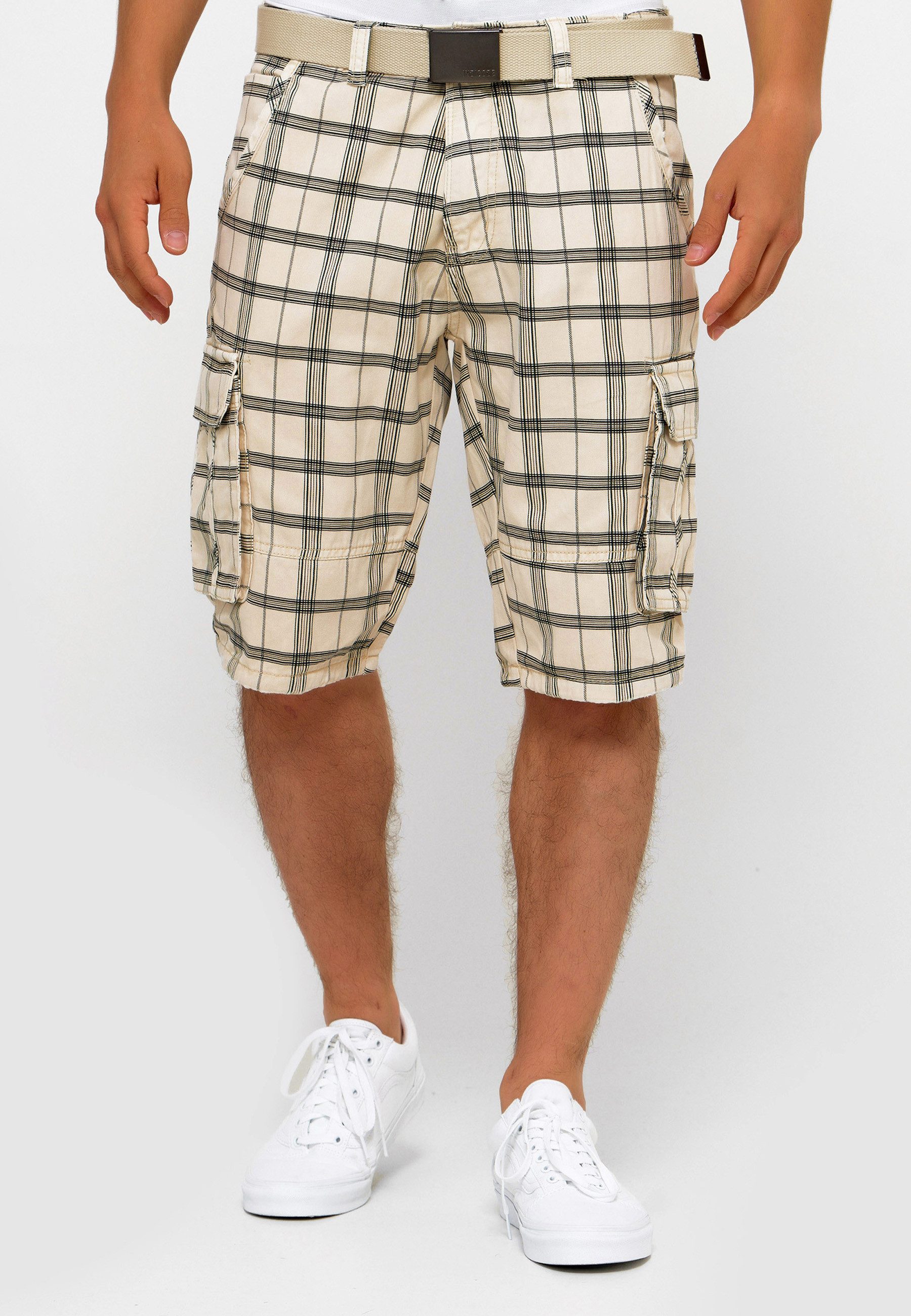 INDICODE Cargoshorts Herren Blixt Cargo Shorts Herrenshorts aus 100 % Baumwolle, inkl. Gürtel