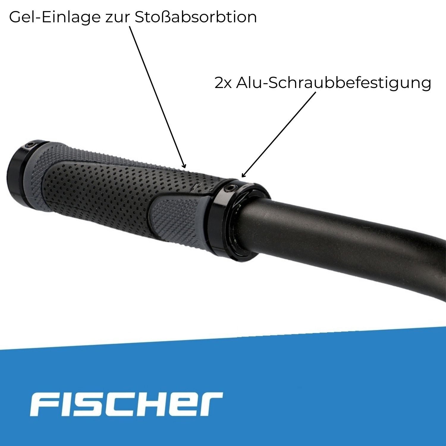 FISCHER Fahrrad Fahrradlenkergriff Set Professional Fahrrad-Griffe Schraubgriffe (2x Lenkergriffe, 2-St., Set), Set 132mm Lenker-Griffe Ergo Antirutsch Lenkergriffe Fahrradgriffe
