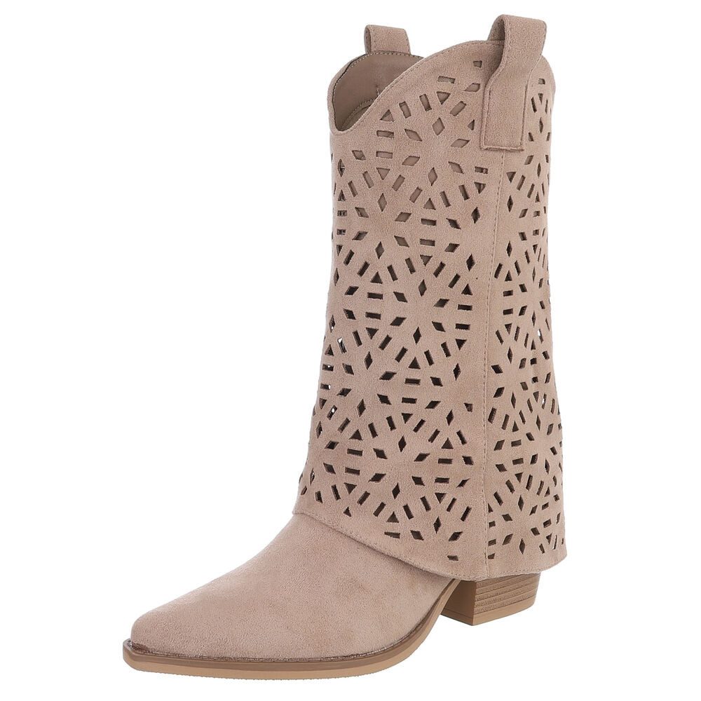 Ital-Design Moderne Damen-Stiefel mit Ausstanzungen für Alltag und Freizeit günstig online kaufen