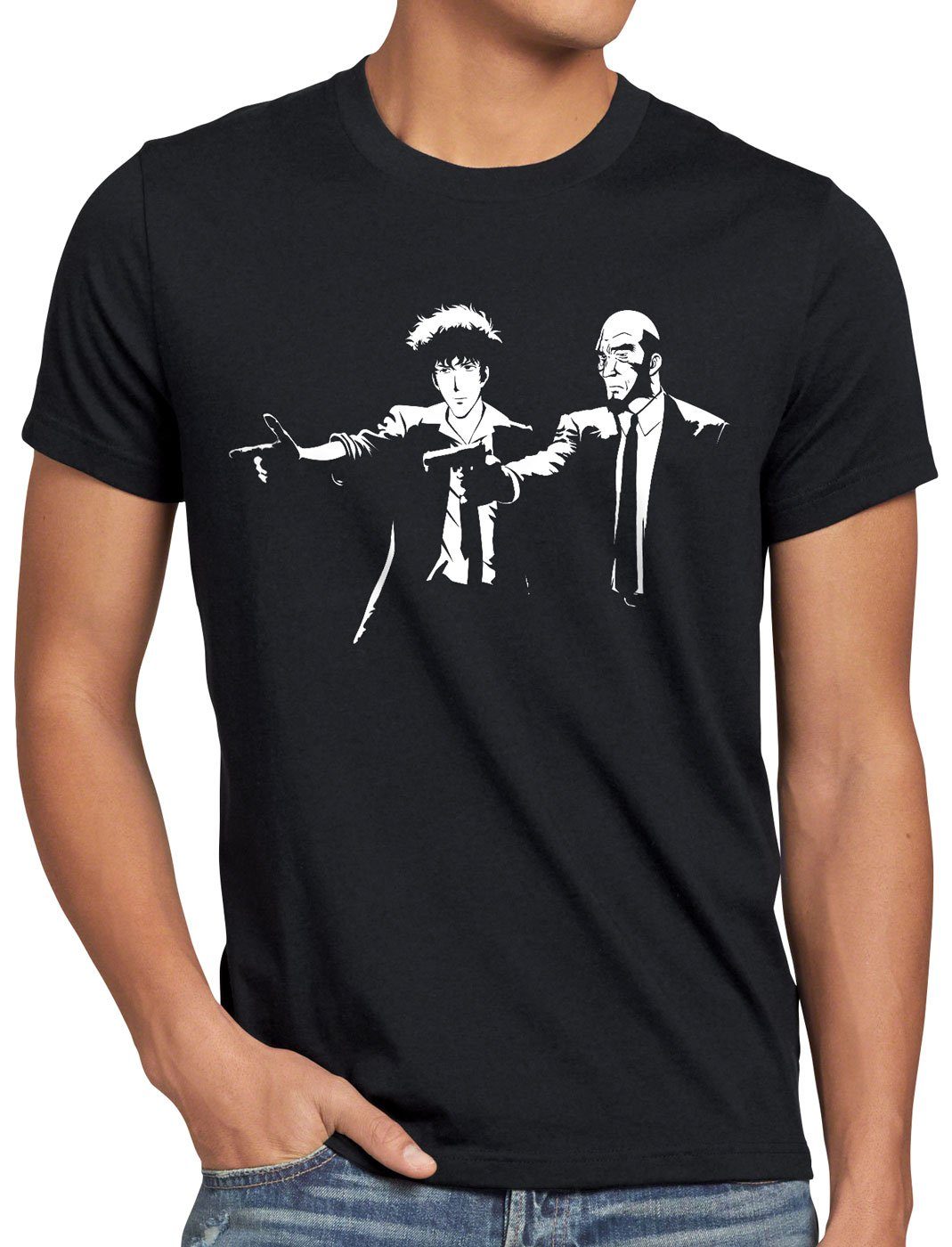 style3 Print-Shirt Herren T-Shirt Bebop Fiction swordfish anime mono racer cowboy schwarz | T-Shirts