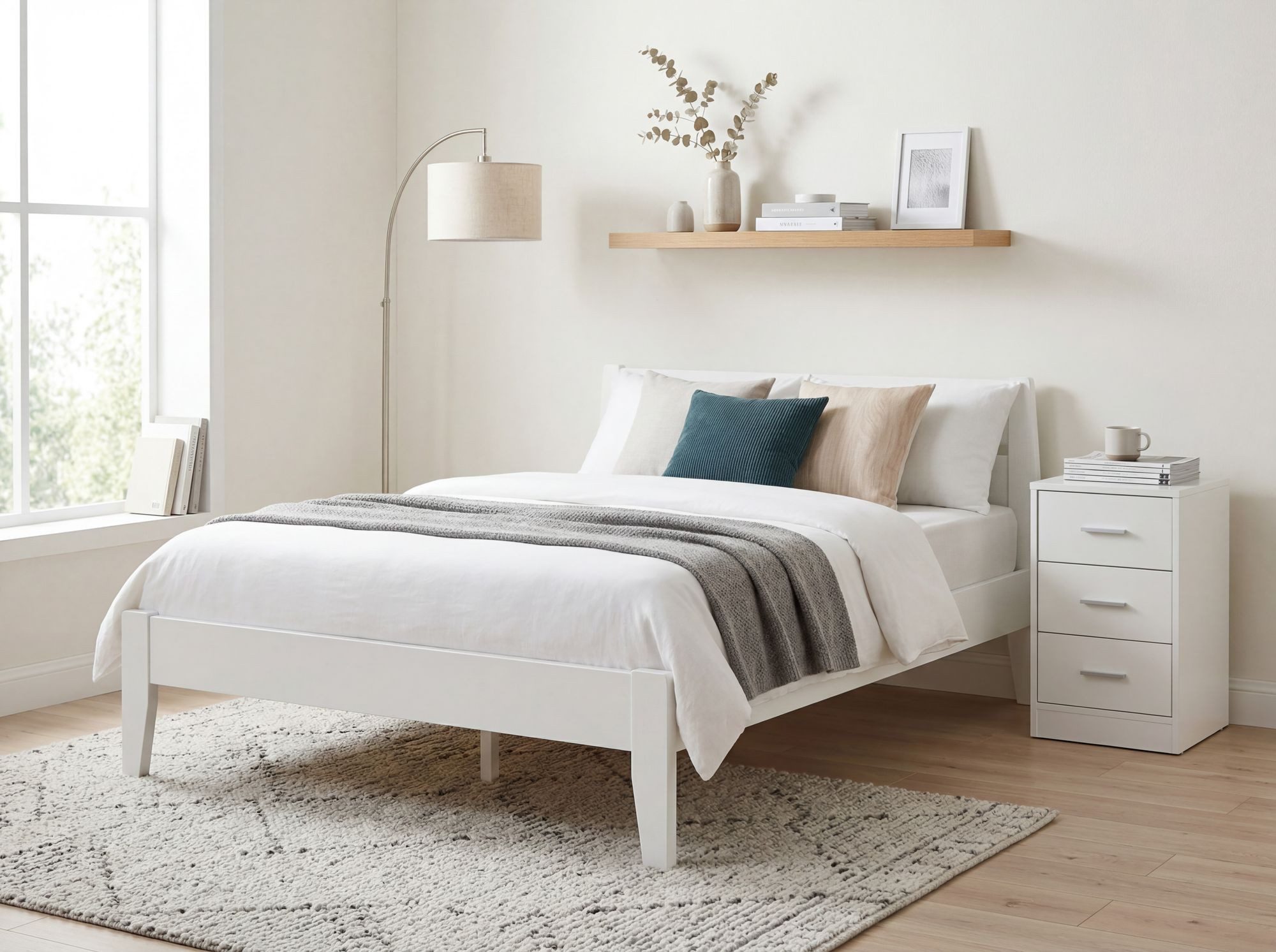 FINEBUY Nachtschrank SuVa7067_1 Kommode Nachttisch Schublade Ablage Schlafzimmer (Nachttisch mit 3 Schubladen Weiß 37,5x68x35 cm) Nachtkästchen Boxspringbett, Nachtkommode Modern