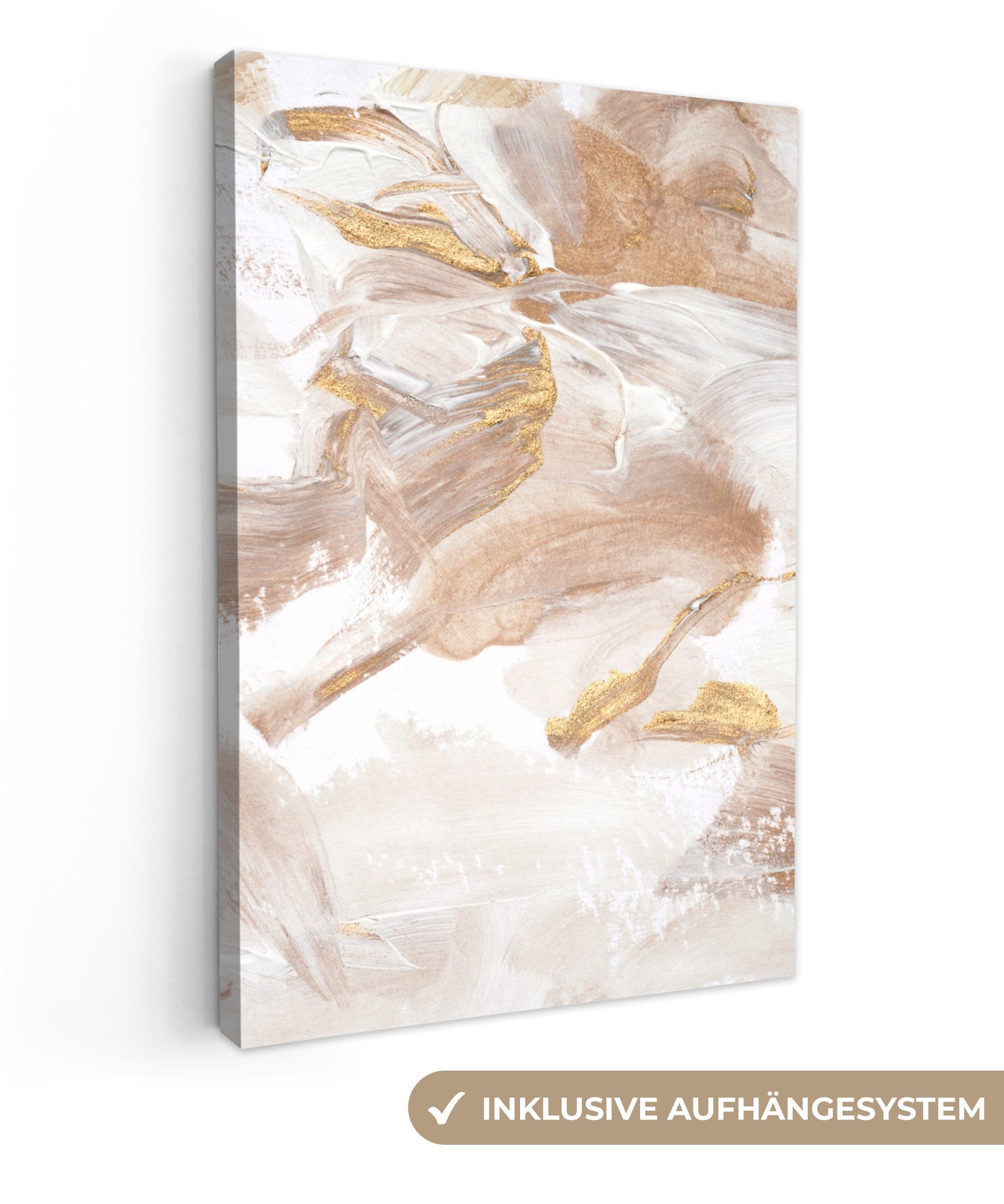 OneMillionCanvasses® Leinwandbild Wasserfarbe - Gold - Braun, (1 St), Leinwandbild fertig bespannt inkl. Zackenaufhänger, Gemälde, 20x30 cm