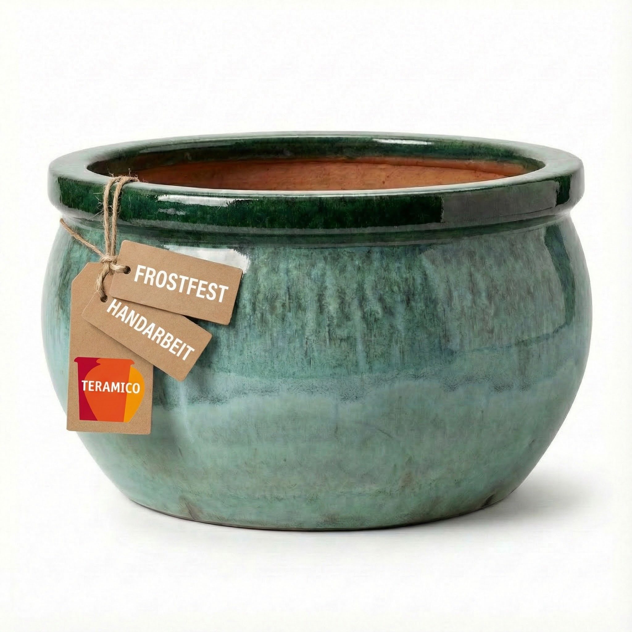 Teramico Blumentopf Pflanzgefäß Keramik "Bavaria" Moosgrün Ø 24 - 49 cm Frostfest (1 St), Frostfest, UV-Fest
