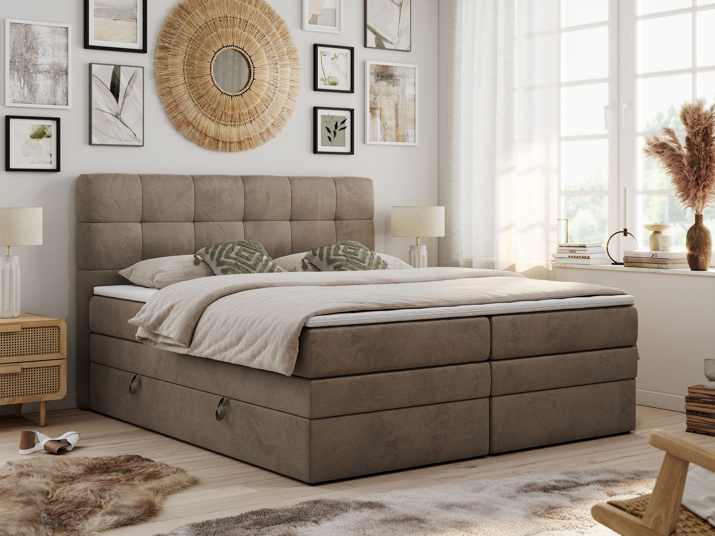 MKS MÖBEL Boxspringbett LUKA KING (King Doppelbett, Bonell Matratzen, Multi günstig online kaufen