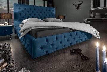 riess-ambiente Bett PARIS 180x200cm dunkelblau, mit Samt-Bezug