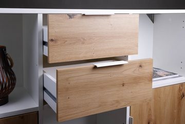 Inter Link Kommode Pepeto 2T2S weiß, modernes Sideboard mit 2 Schubladen, 2 Türen, Stabil, einfache Montage