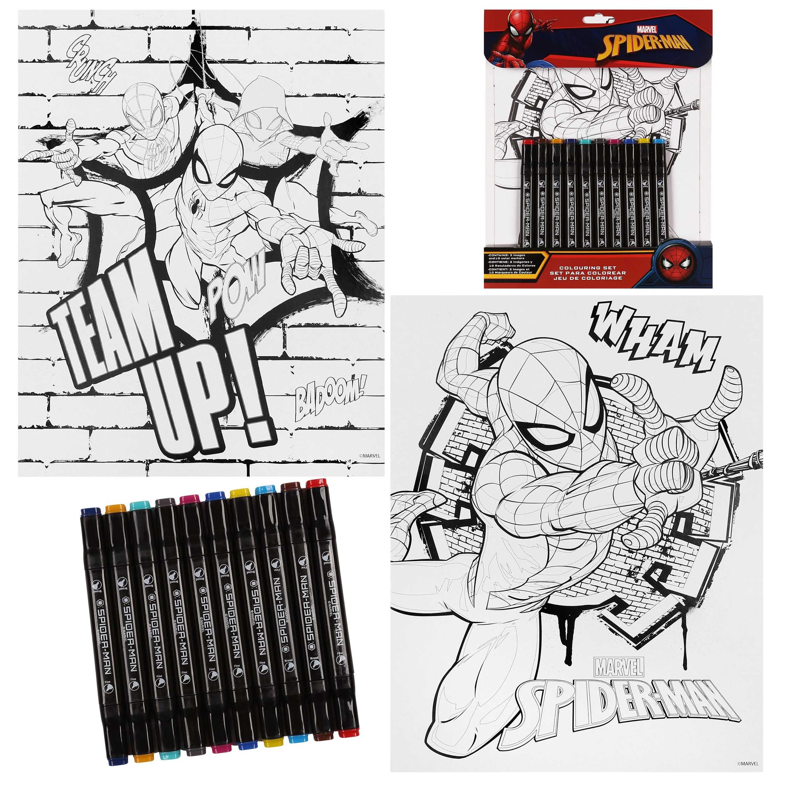 Sarcia.eu Malvorlage MARVEL Spider-Man Kreativset Kinder Malset doppelseitige Stifte