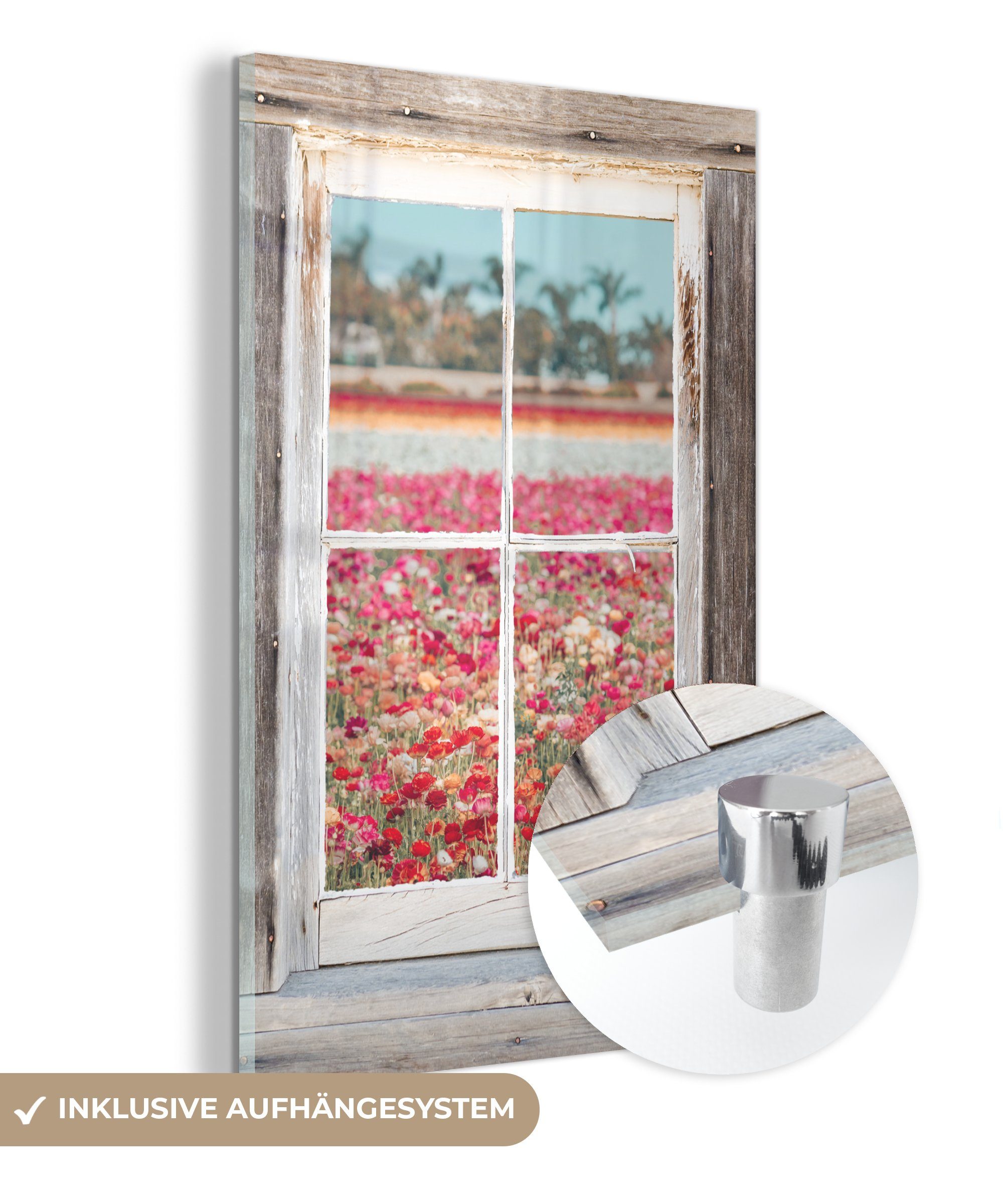 MuchoWow Acrylglasbild Durchsichtig - Blumen Foto Glas - - Wanddekoration Bilder Wandbild auf Glas Farben, (1 auf St), - - Glasbilder