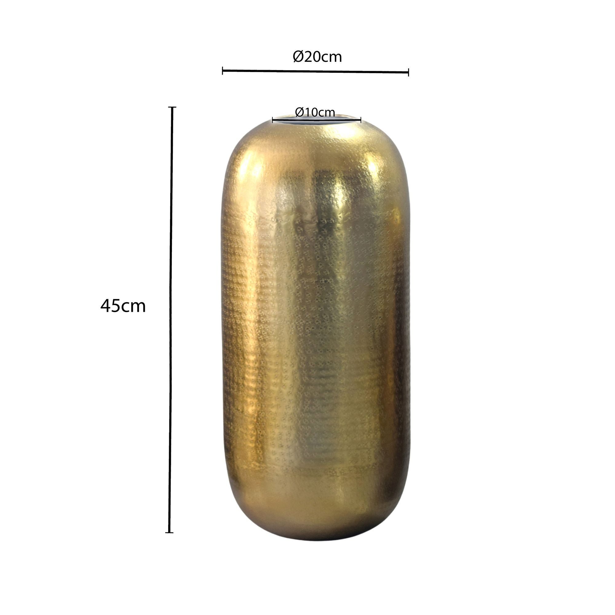FINEBUY Bodenvase FB76406 Vase 45 cm Aluminium Gold Blumenvase Wohndeko Groß Rund (Elegantes Wohnaccessoire für stilvolle Räume), Große Vase mit moderner Ausstrahlung