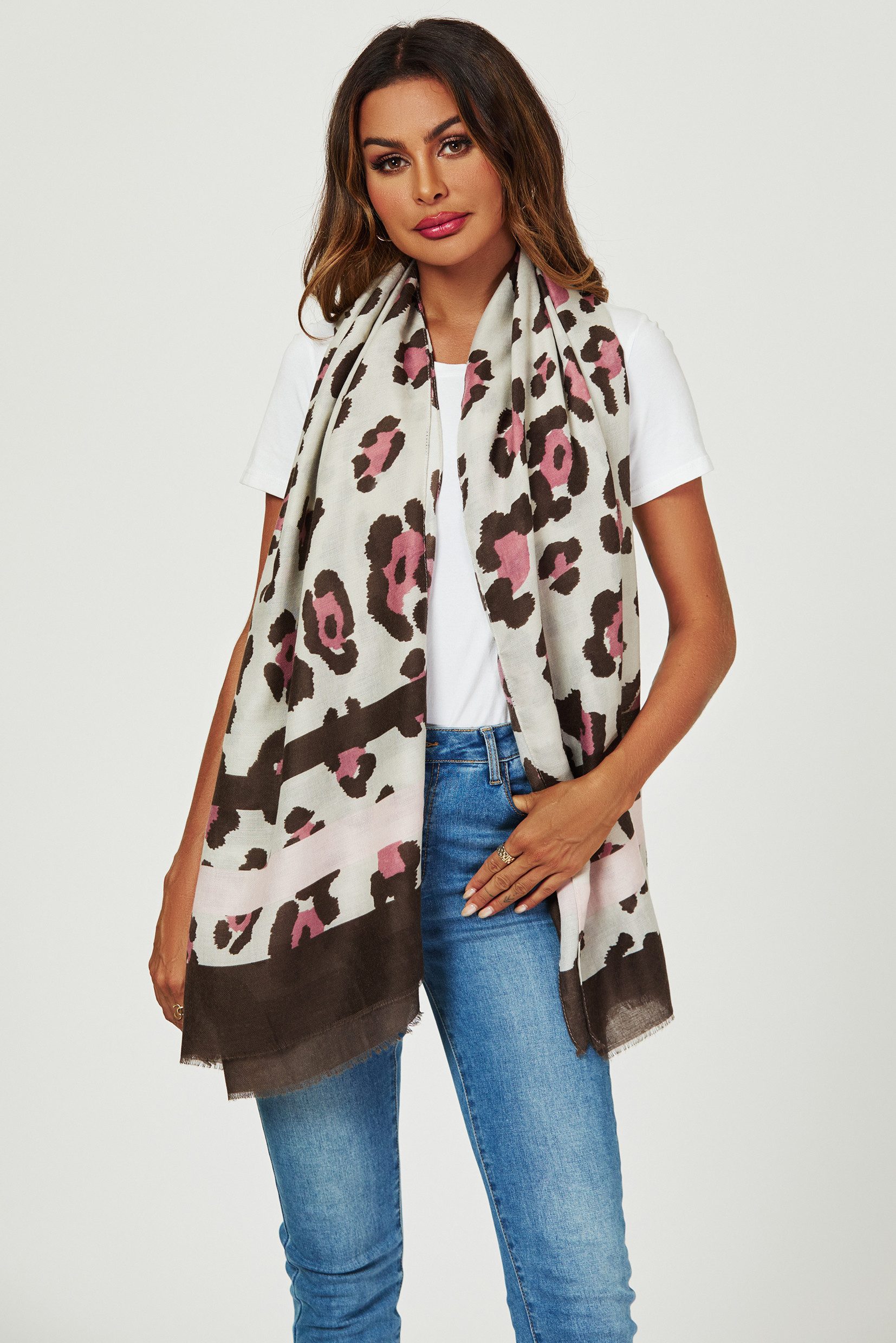 FS Collection Modeschal Damen Leopardenmuster Schal – Weich, Leicht & Vielseitig, 100% Polyester – weich, leicht & formbeständig