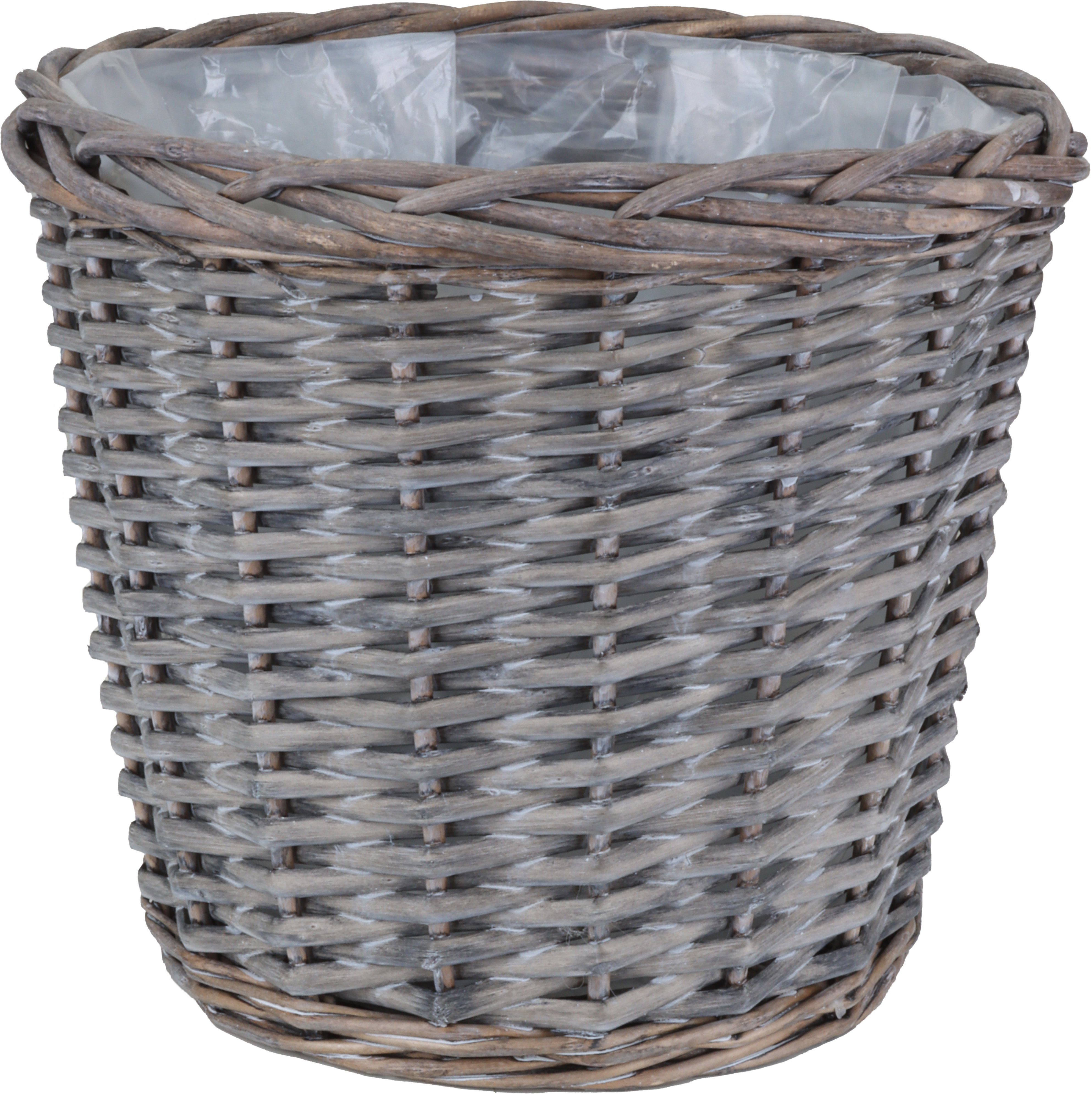 tegawo Weidenkorb Landhaus Pflanz- und Aufbewahrungskorb rund natur / grau
