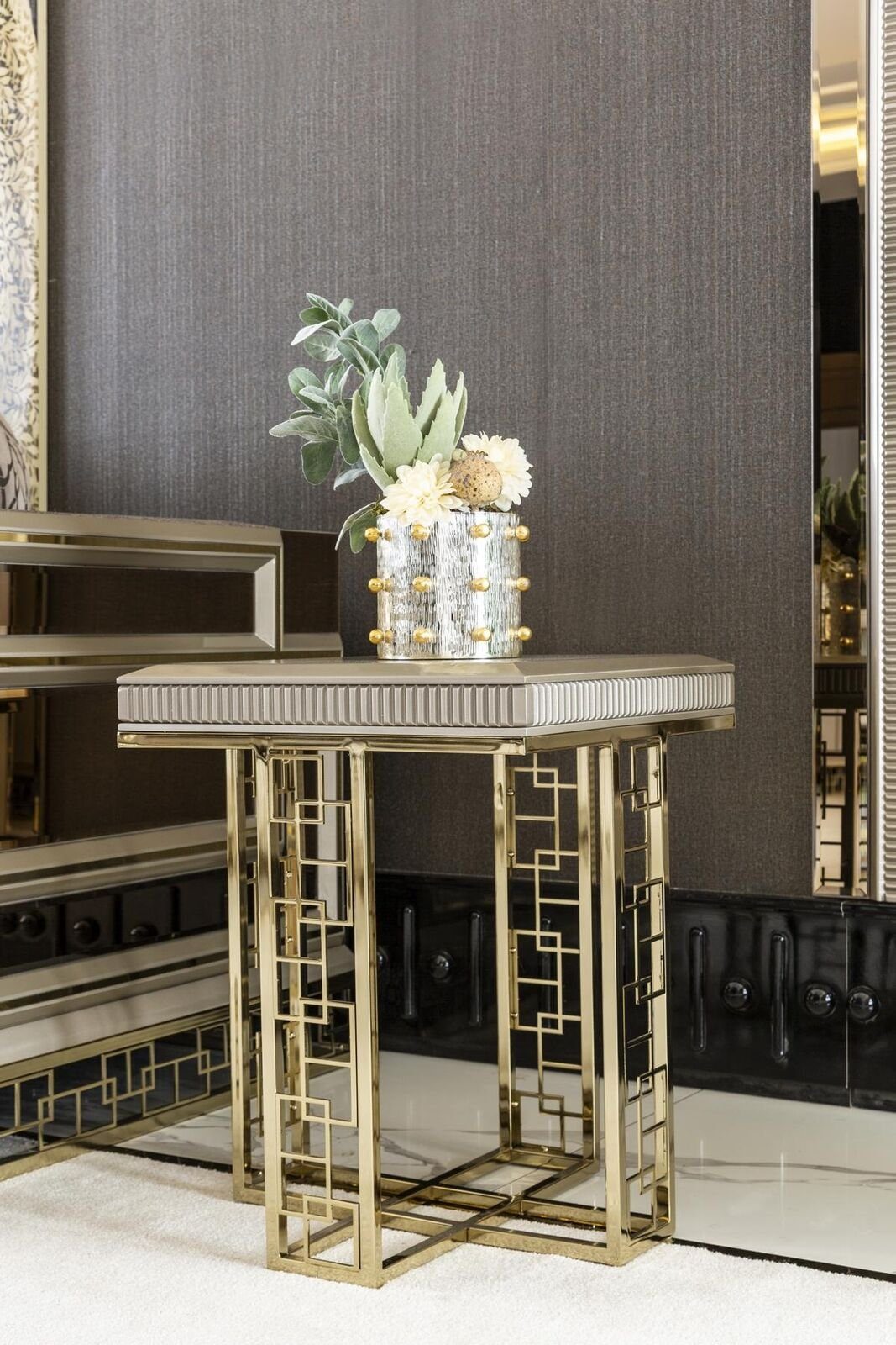 JVmoebel Beistelltisch Beistelltisch Grau Modern Holz Design Wohnzimmer Möbel Luxus Elegantes