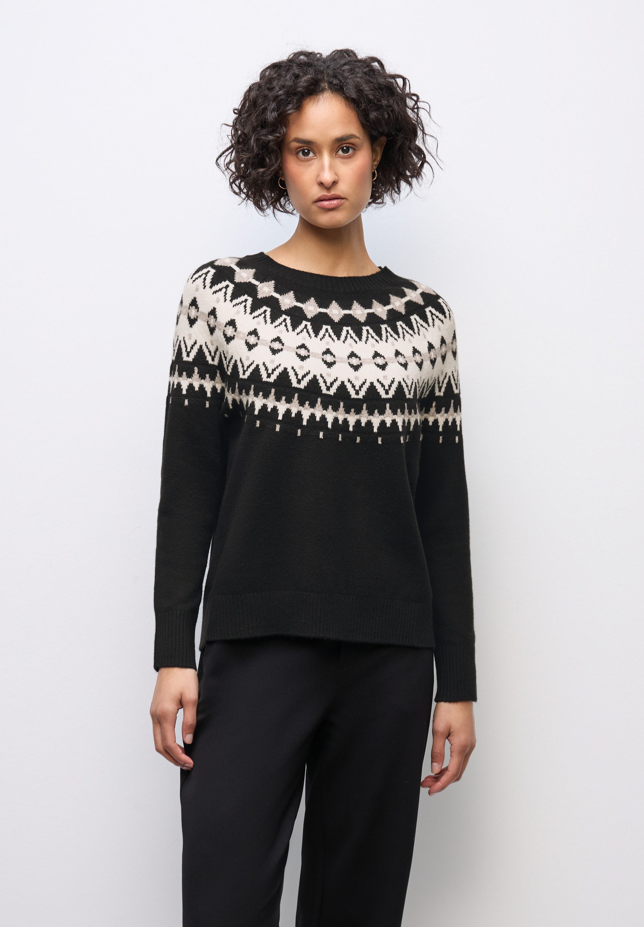 STREET ONE Rundhalspullover aus elastischem Materialmix günstig online kaufen