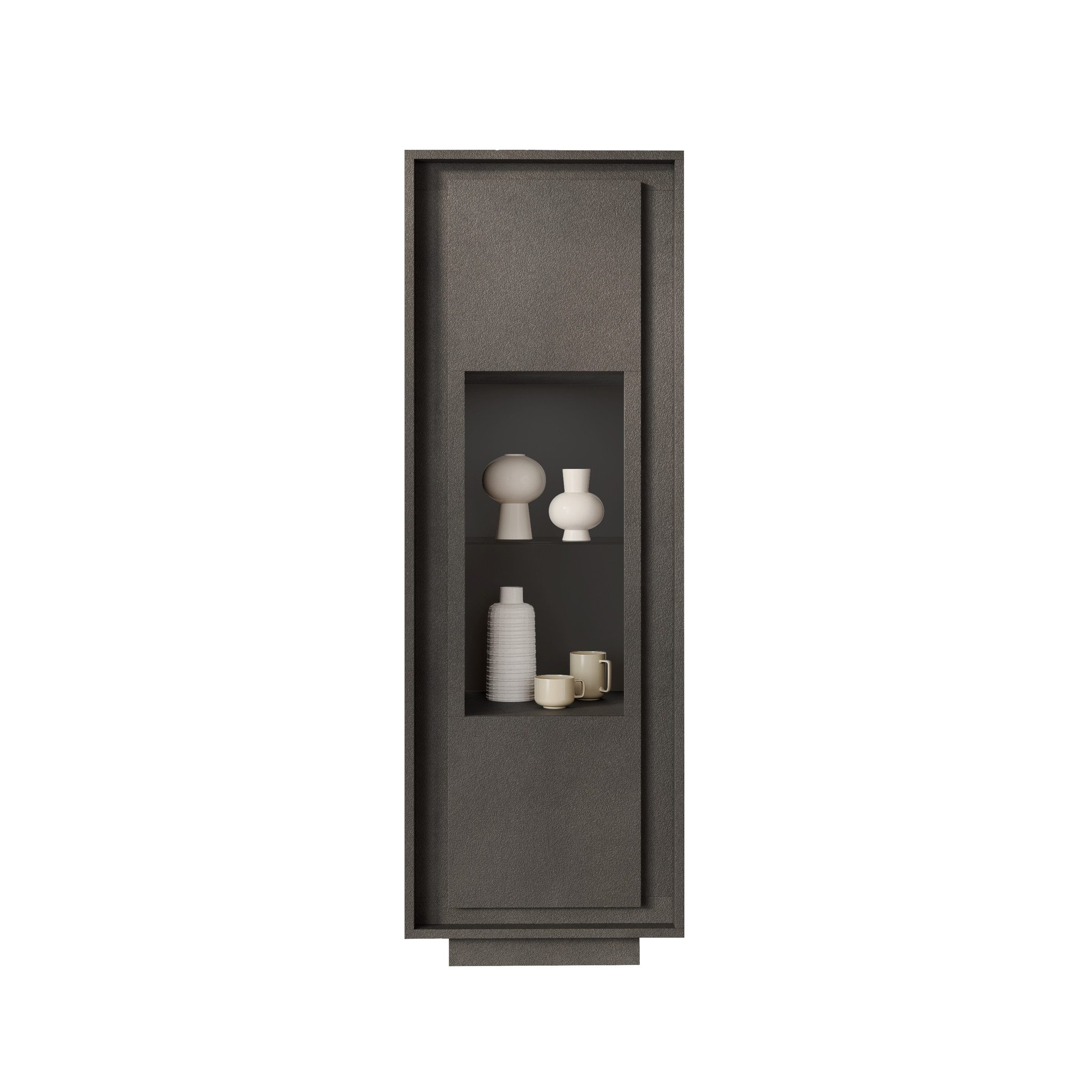 freiraum Vitrine Siena 1 Tür,3 Böden, Soft-Close, Lava anthrazit - 67x197x40 (BxHxT)