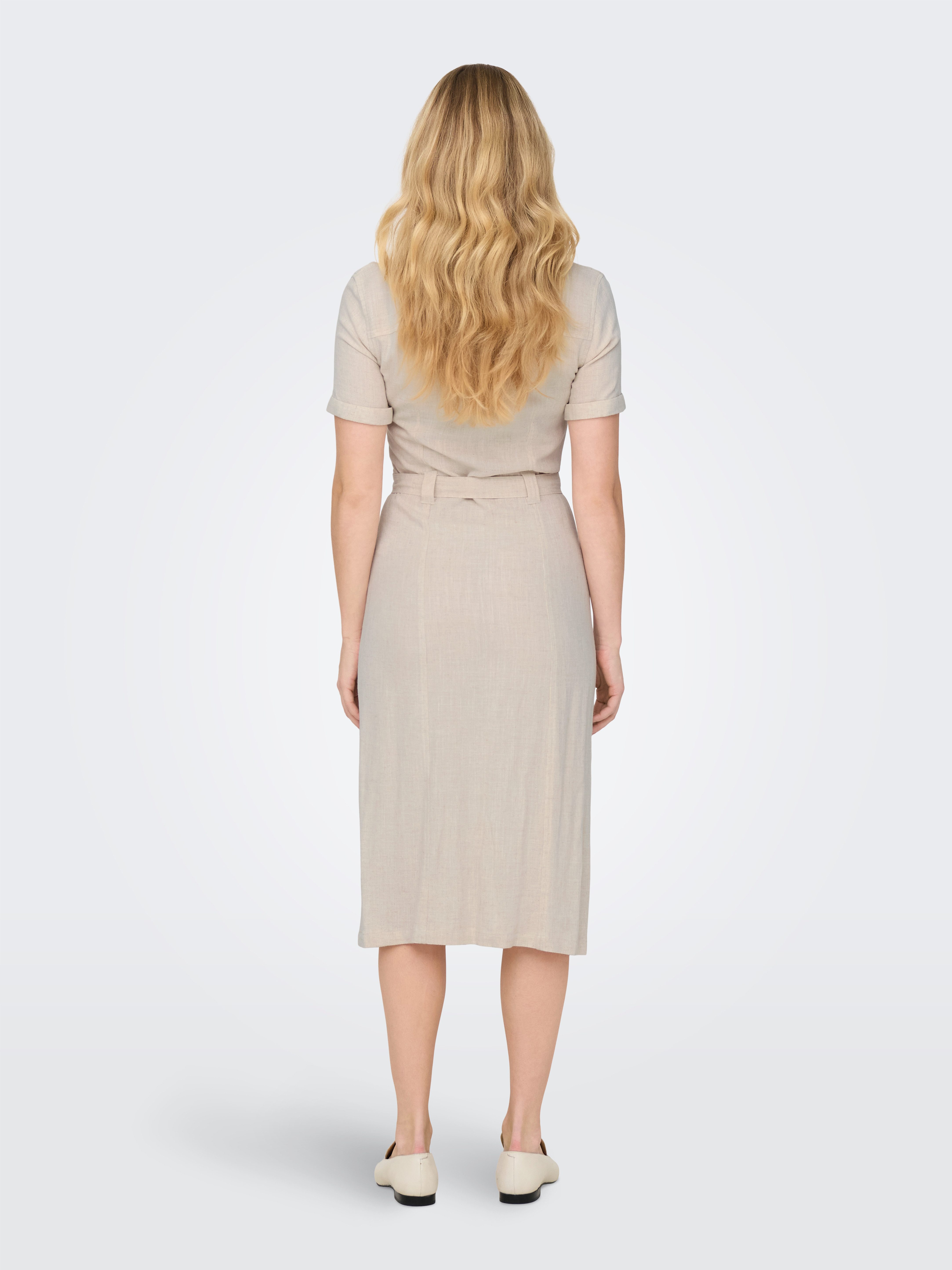 ONLY Hemdblusenkleid ONLSIESTA SS LIN BL SHIRT DRESS PNT NOOS mit Leinen