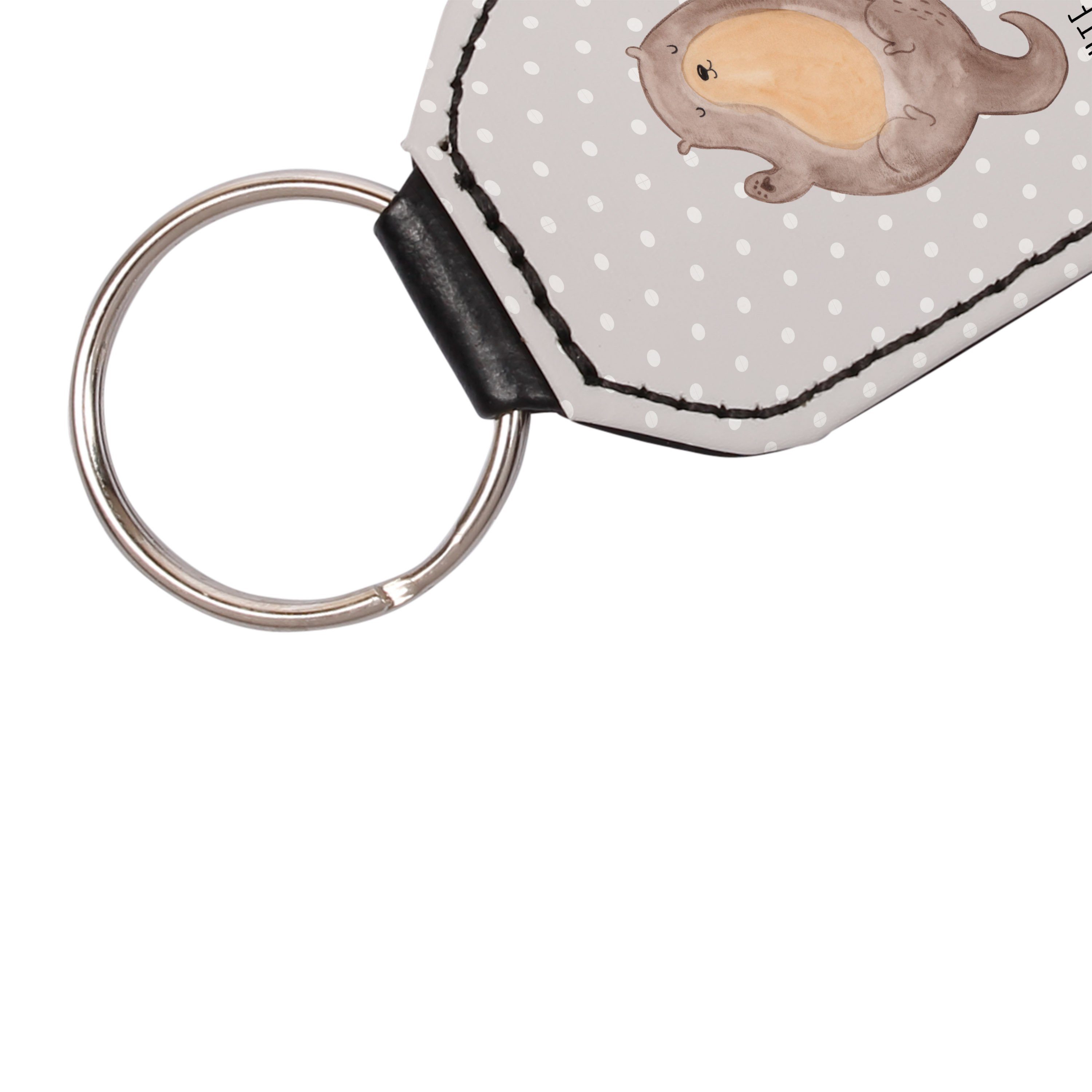 Mr. & Mrs. Panda Umarmen Otter - Pastell Grau Geschenk, (1-tlg) - Schlüsselanhänger Seeotter, Schlüsselanhänger