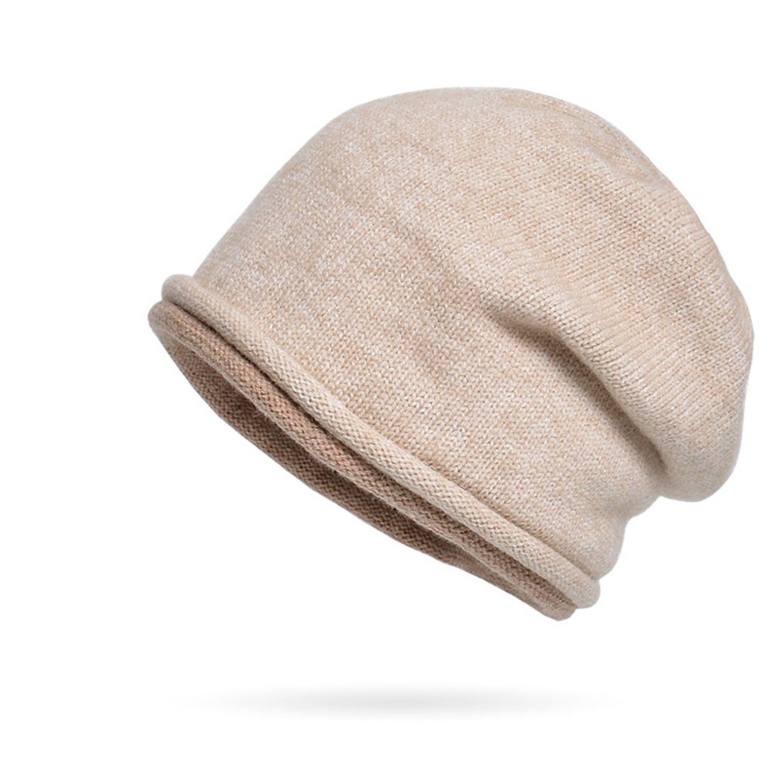 DÖRÖY Strickmütze Unisex Winter warme Strickmütze,Ohrenschutz Beige Kopfmütze,gestapelte Mütze