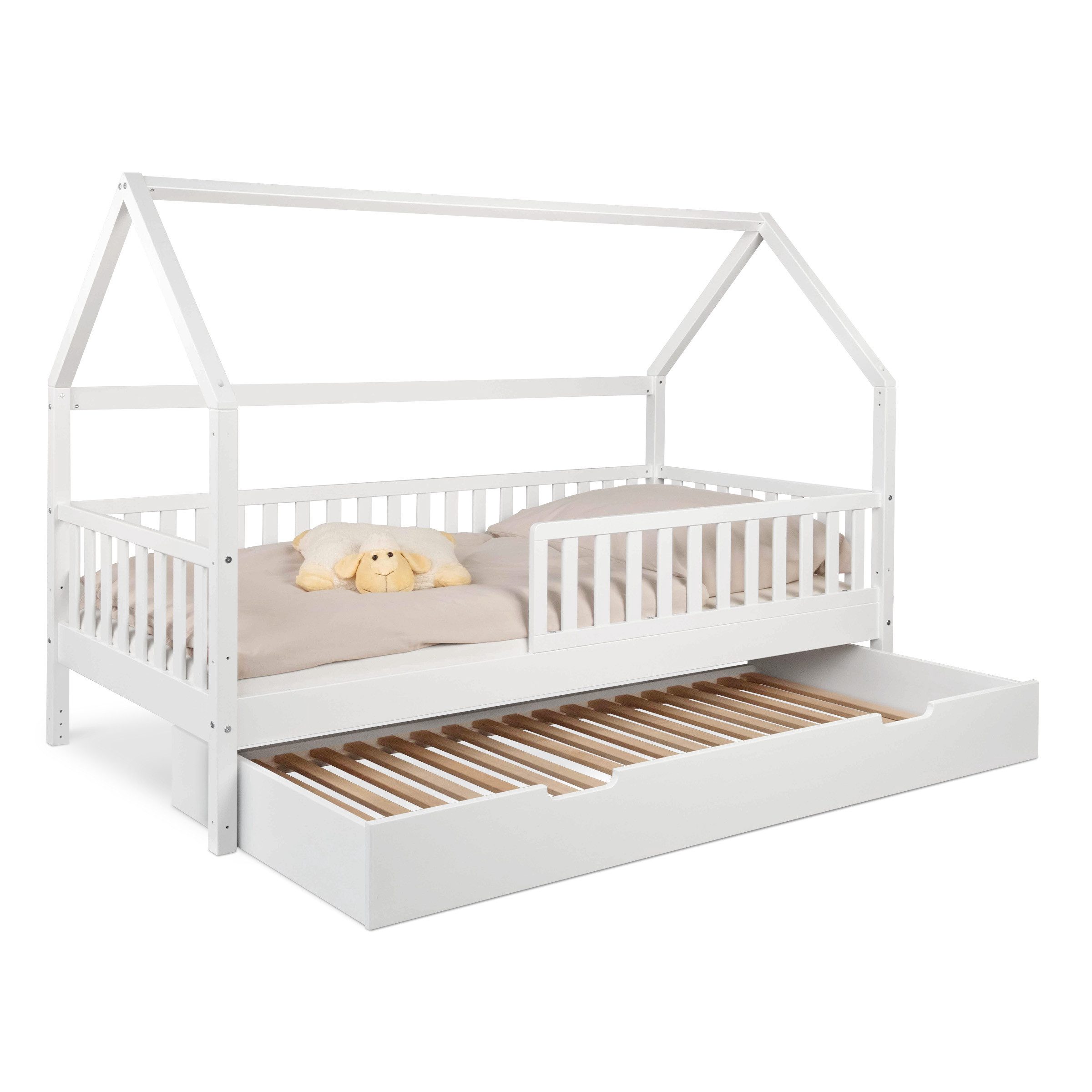 Ehrenkind Hausbett Livo aus massivem Buchenholz in verschiedenen Größen (FSC® zertifiziertMontessori Kinderbett, Jugendbett, 90x200), höhenverstellbar