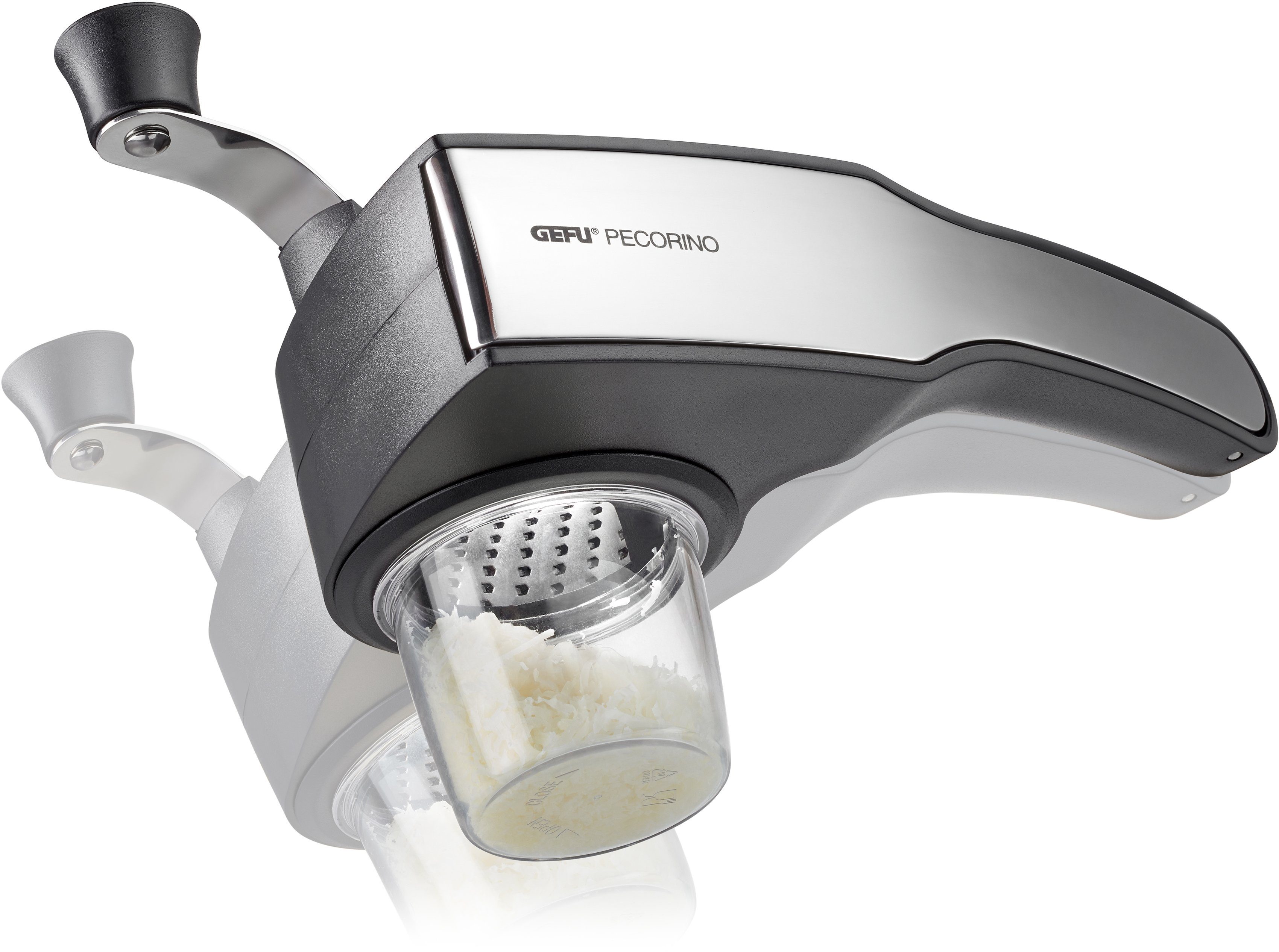 GEFU Küchenreibe PECORINO LASER CUT, Edelstahl, Kunststoff, (1-St), Inkl. Auffangbehälter