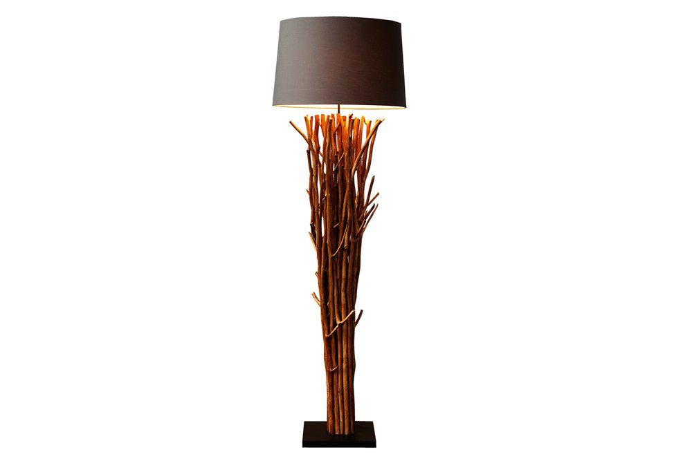 riess-ambiente Stehlampe EUPHORIA 180cm grau Wohnzimmer Leuchtmittel, · ohne / Lampenschirm Maritim · Treibholz Massivholz natur, · · mit