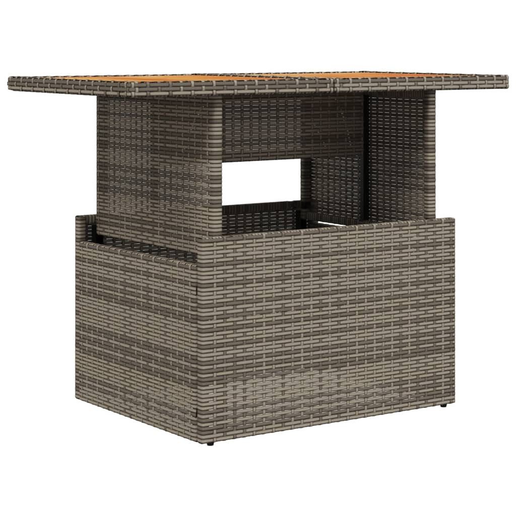 vidaXL Gartentisch, Gartentisch Grau 100x55x73 cm Poly Rattan und Akazienholz