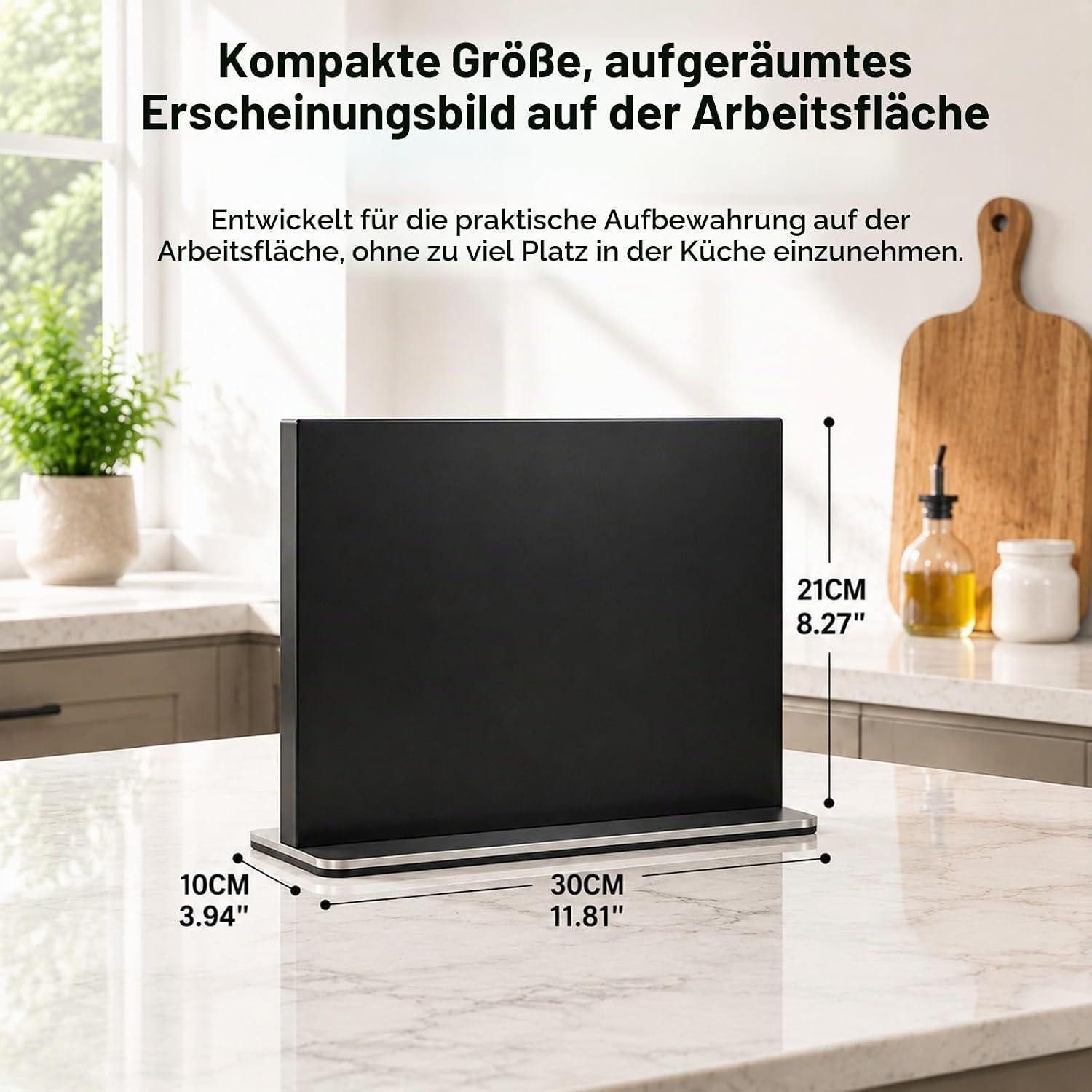 LuxusKollektion Magnet-Messerblock Magnetischer Messerblock Edelstahl Schwarz 30cm – Bild 3 von 5