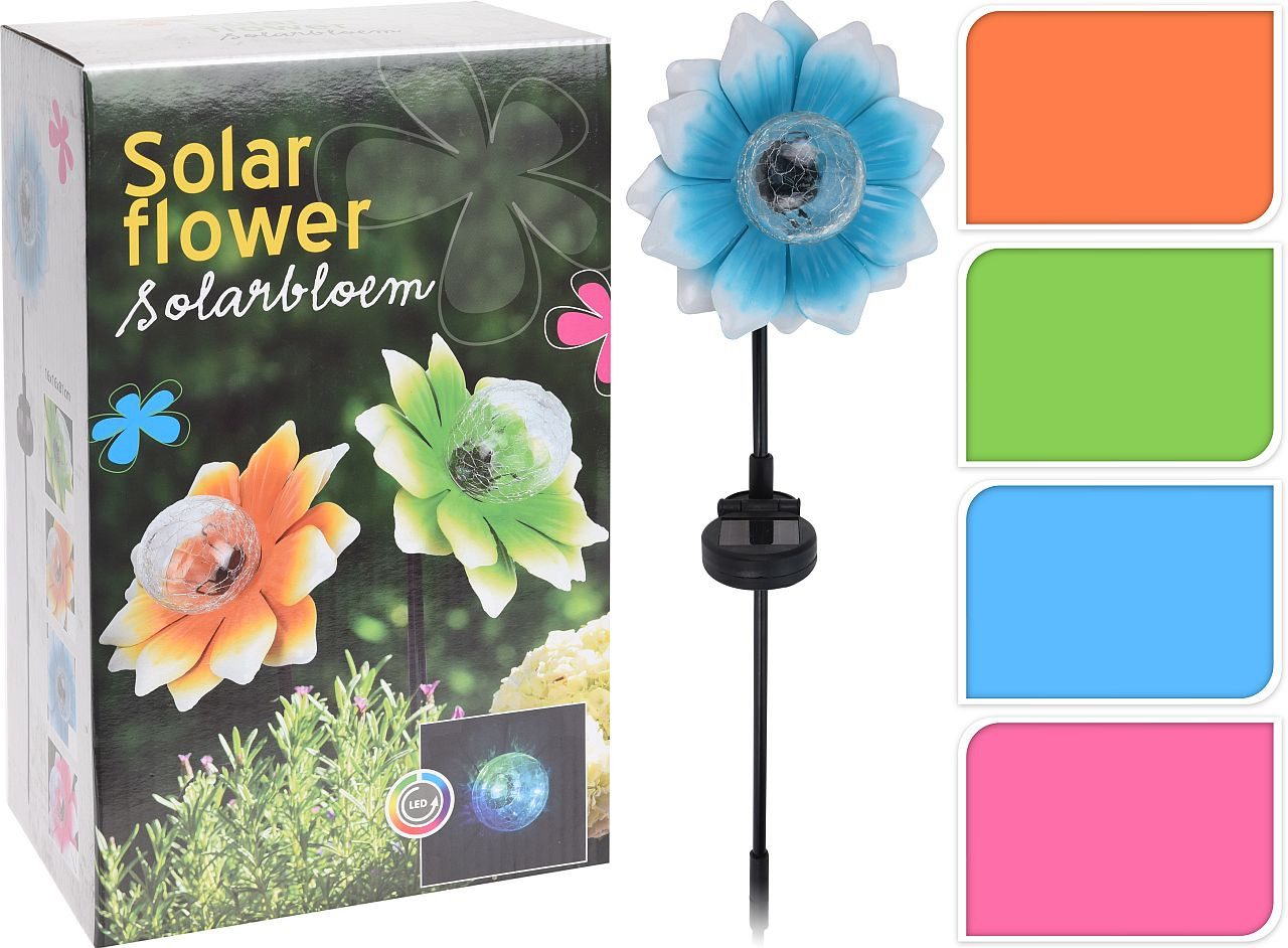 Dragimex LED-Dekofigur LED Solar Gartenstecker Blume Farbwechsel – Metall Gartenlicht 81 cm (Spar-Set, 4er Set)