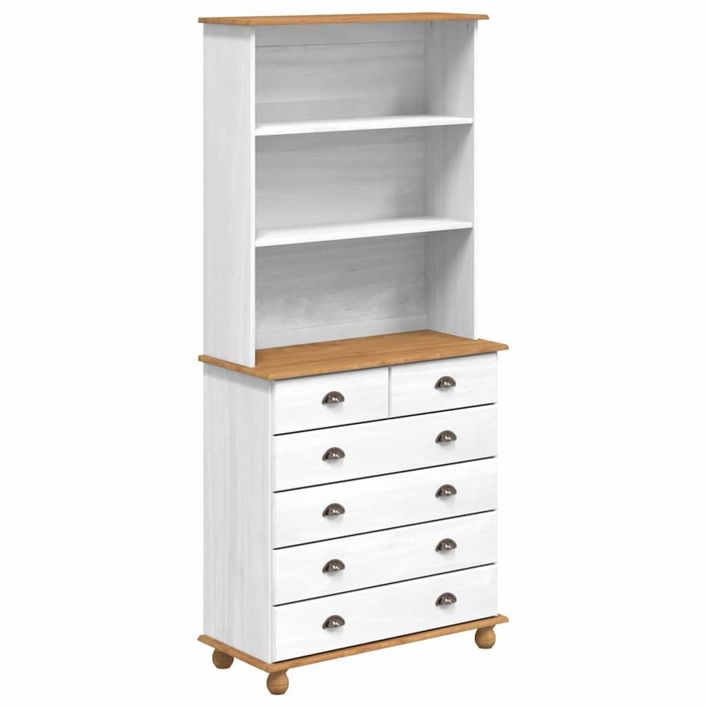 vidaXL Sideboard Hutch ASKIM Weiß 91 x 40 x 200,5 cm Massives Kiefernholz (1 St)