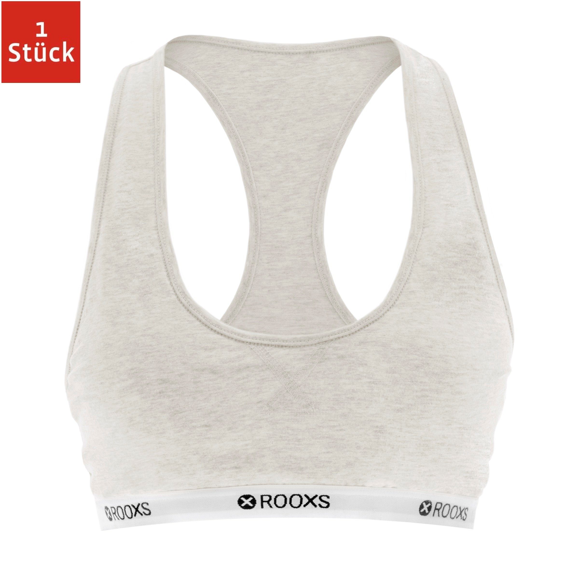 ROOXS Bustier Damen Soft BH Bustier (1-tlg) Baumwolle Racerback BH für Yoga und Freizeit Grau