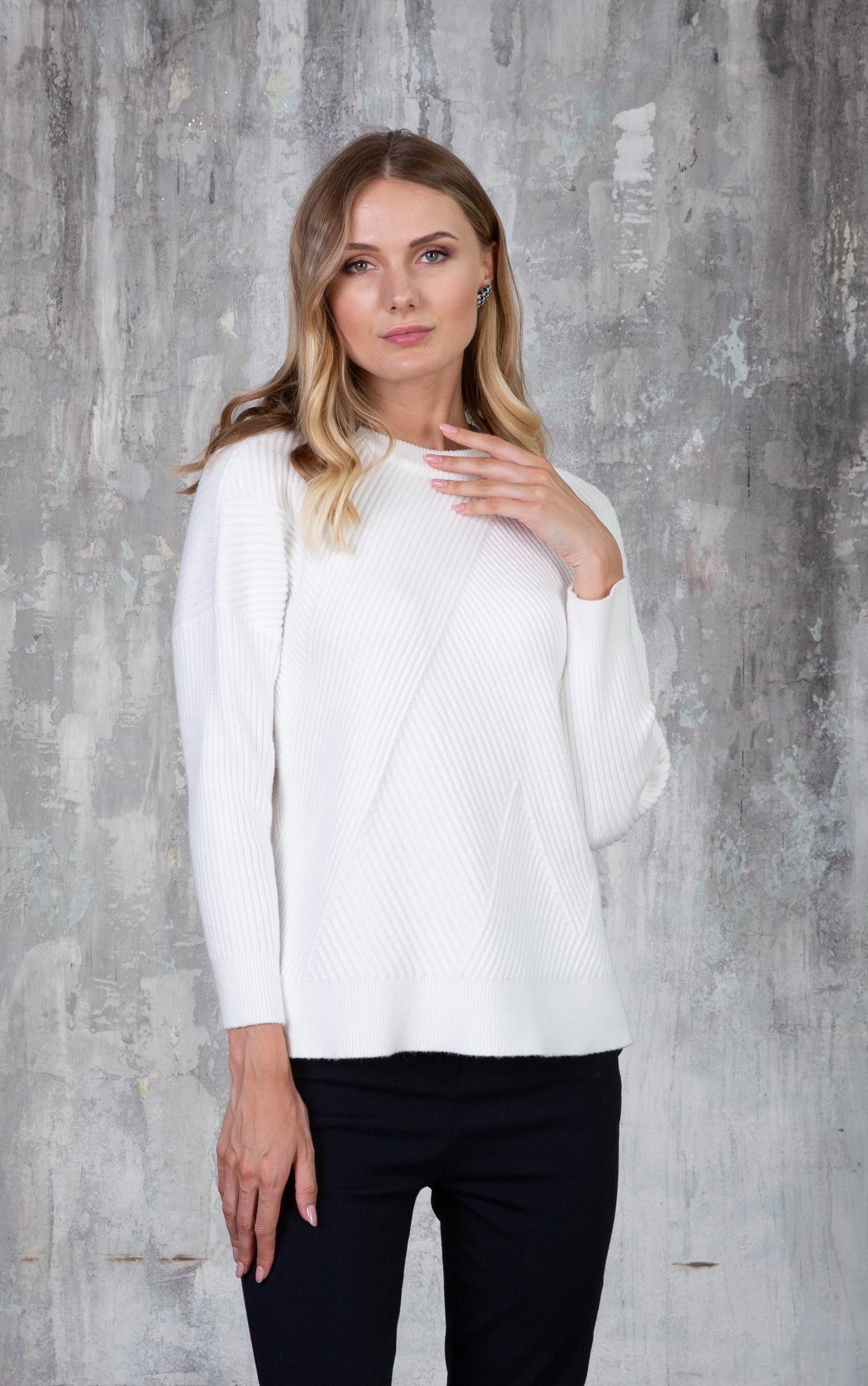 Passioni Strickpullover Rundhalspullover mit Rippenmuster günstig online kaufen