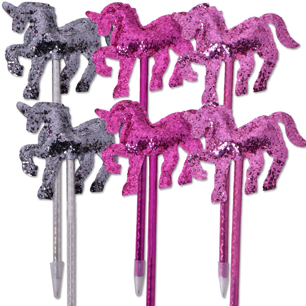 TE-Trend Ручки 6 Stück Einhornstift Stift Ручки Einhorn Topper, (6-tlg., 3-fach sortiert), mit Glitzer Einhorn