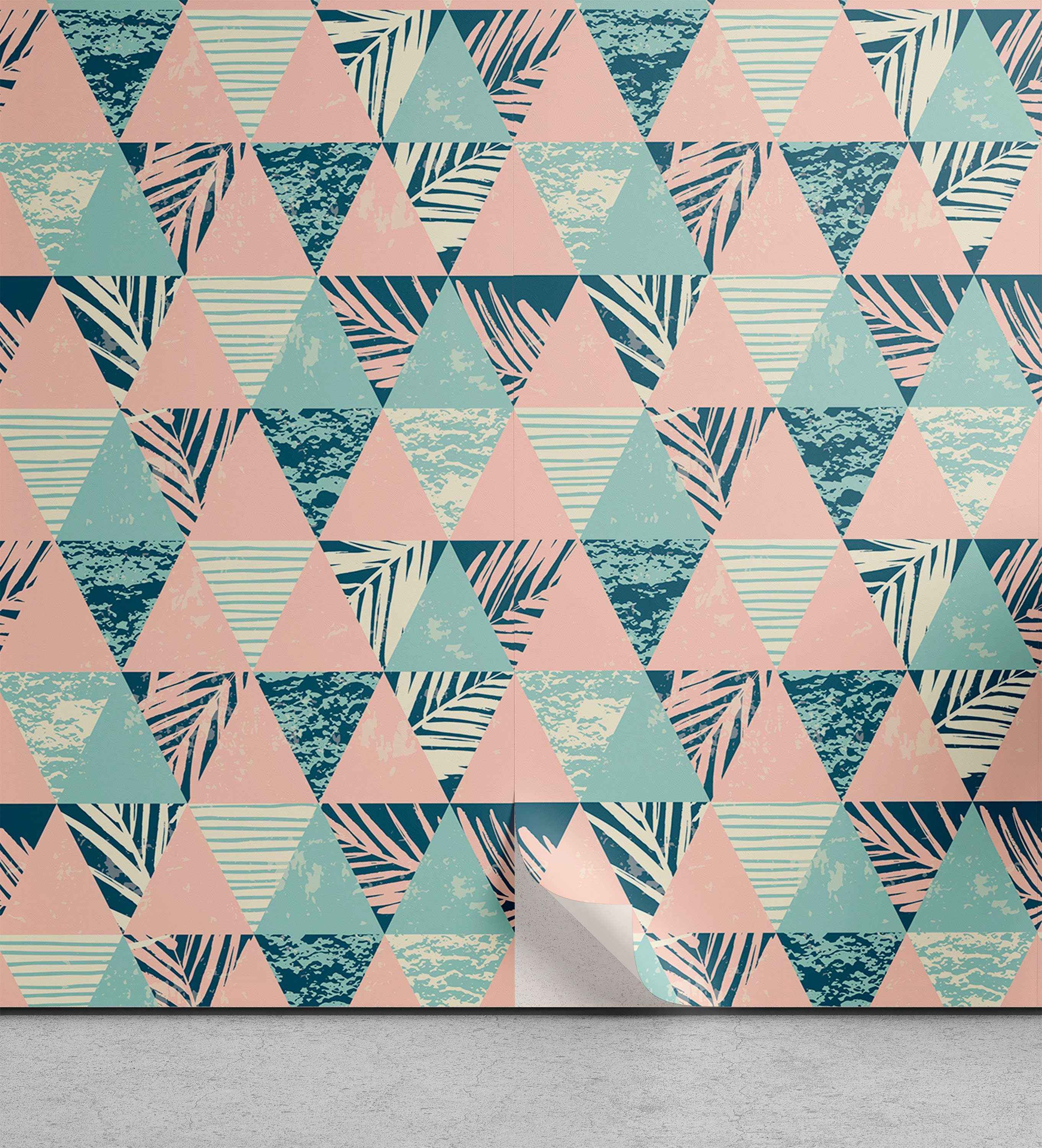 Abakuhaus Vinyltapete selbstklebendes Wohnzimmer Küchenakzent, Tropisch Pastel Moderne Palms