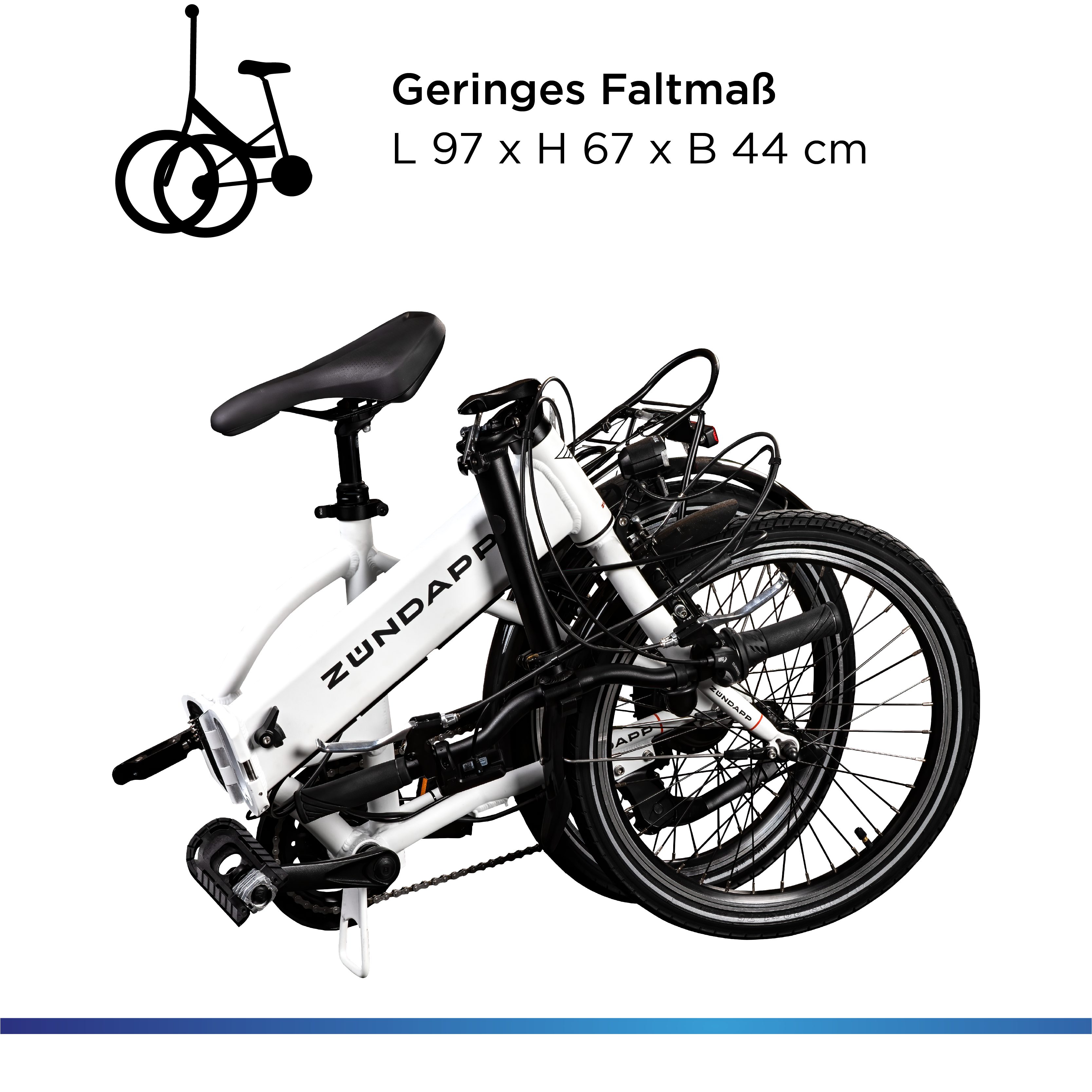 Zündapp E-Bike Klapprad Z101, 6 Gang Shimano Tourney Schaltwerk, Kettenschaltung, Heckmotor, 270 Wh, Pedelec, Elektrofahrrad für Damen u. Herren
