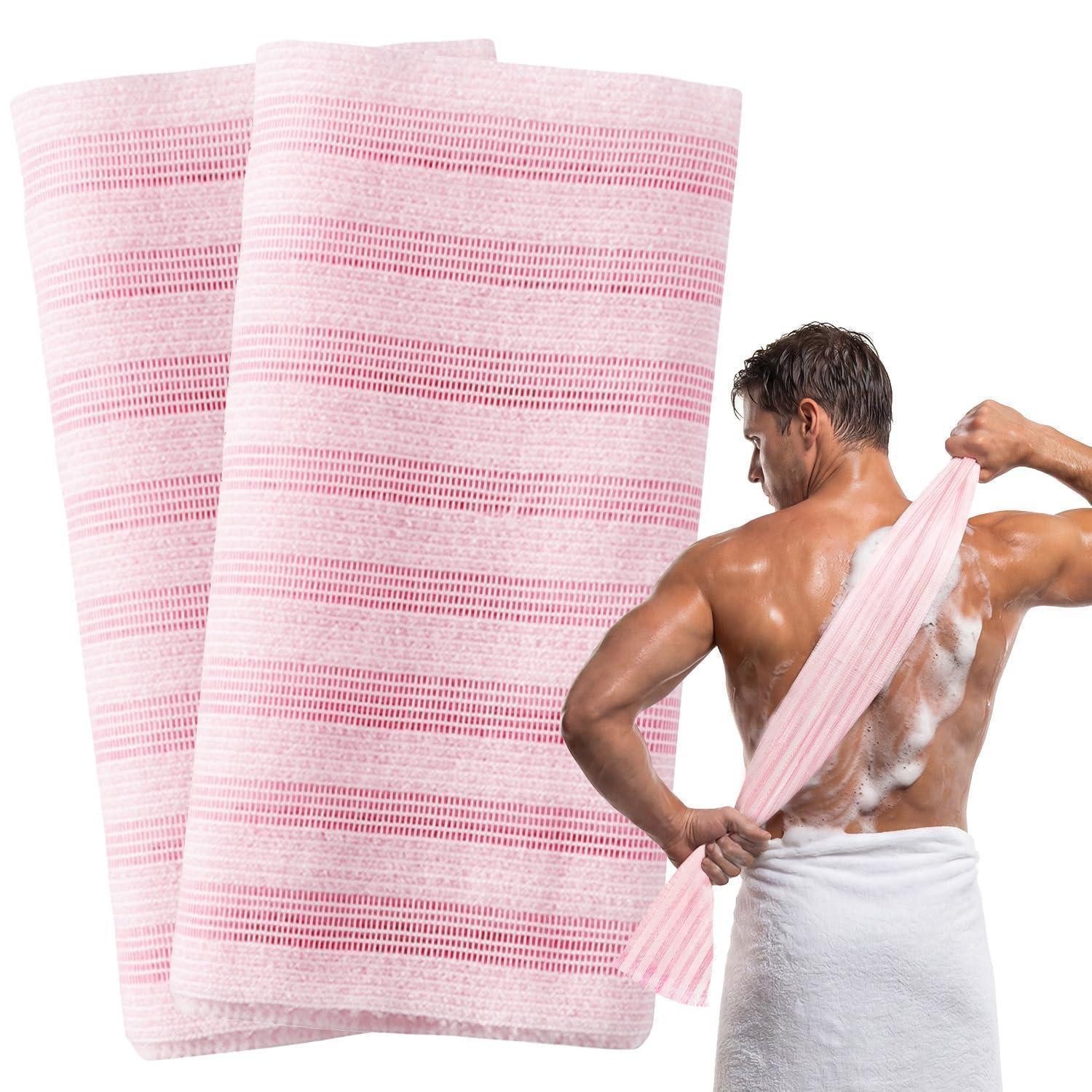 LuxusKollektion Hautpflegeschwamm Peeling-Handtuch Pink Streifen 2er Pack