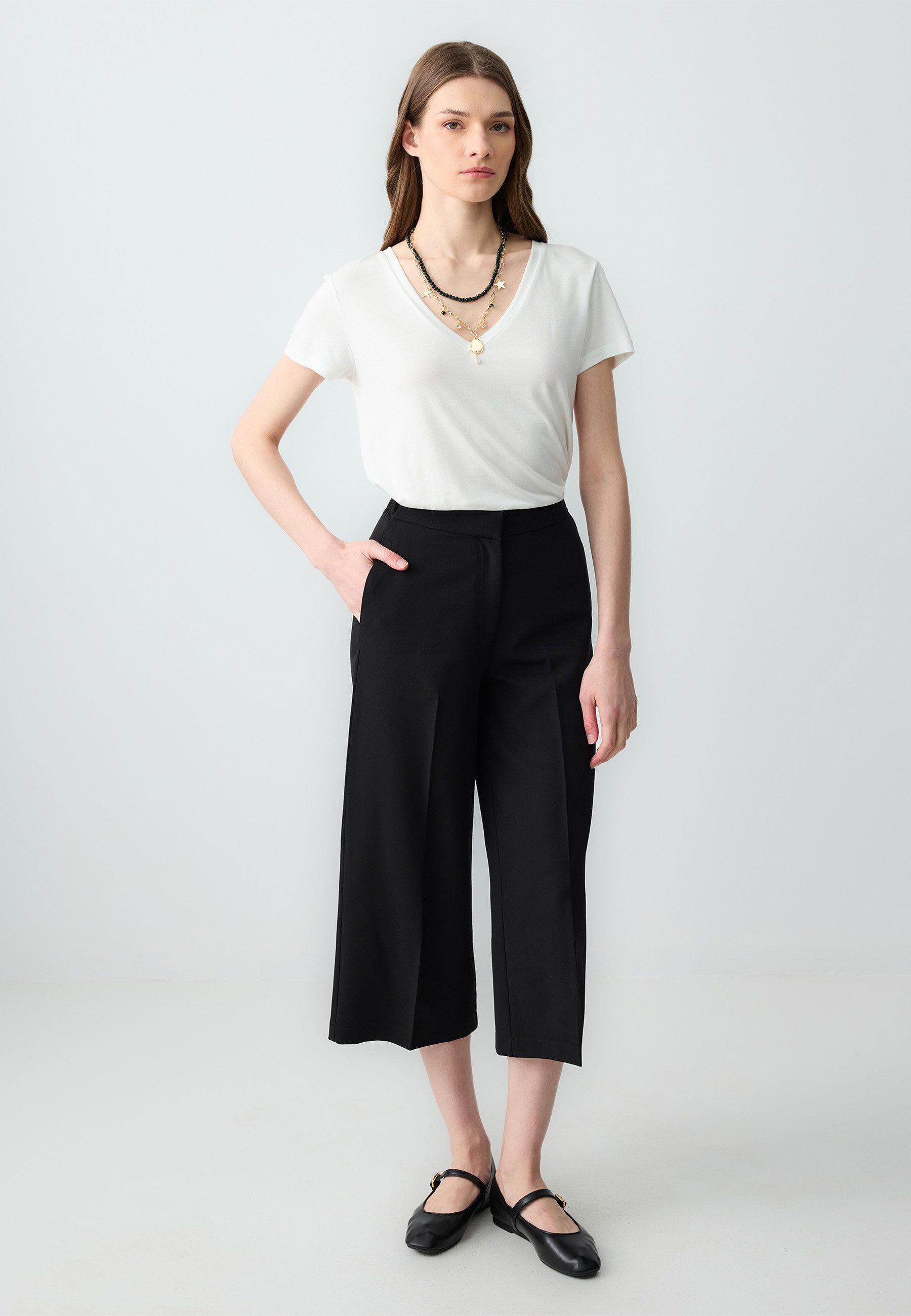 Strickhose Geweven zwarte broek