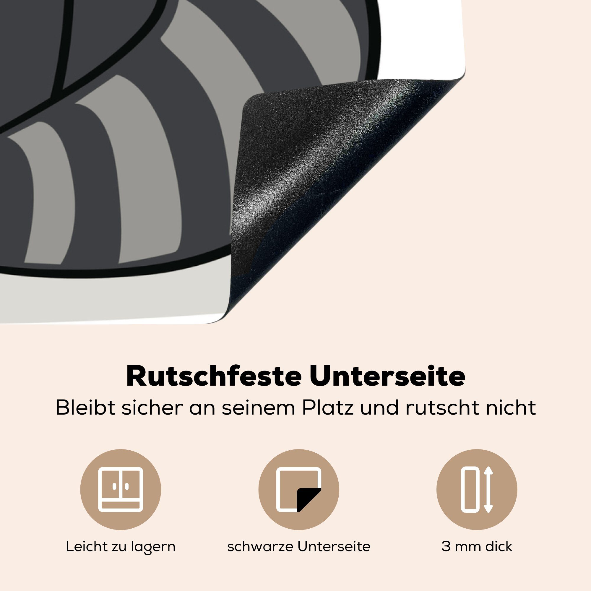 küche Vinyl, (1 Cartoon eines Herdblende-/Abdeckplatte MuchoWow tlg), cm, für Ceranfeldabdeckung, 78x78 Waschbären, Arbeitsplatte Illustration