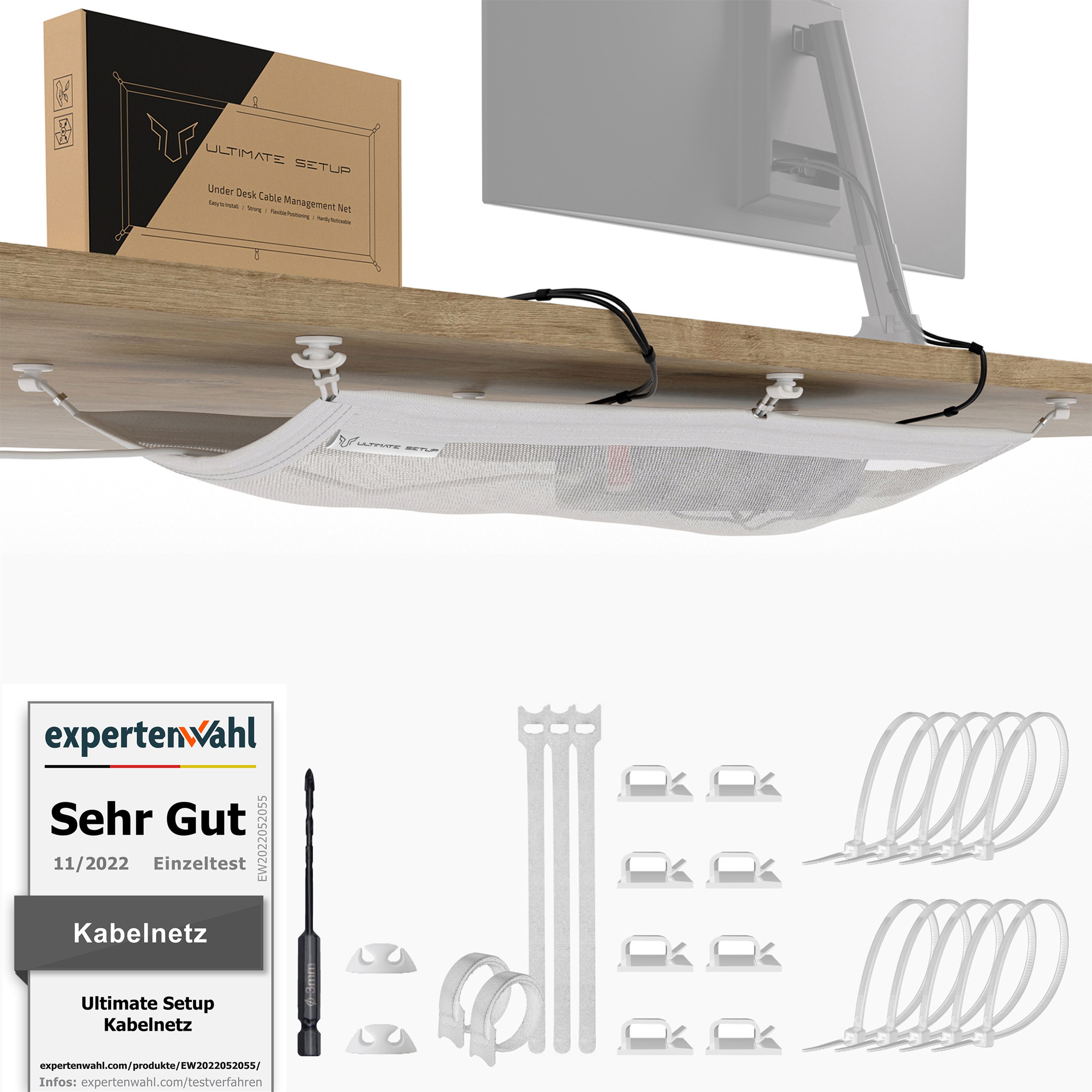 Kabelkanal Schreibtisch – 43x12x12 Cm, Weiß, Aus Stahl Für Ordentliches Kabelmanagement