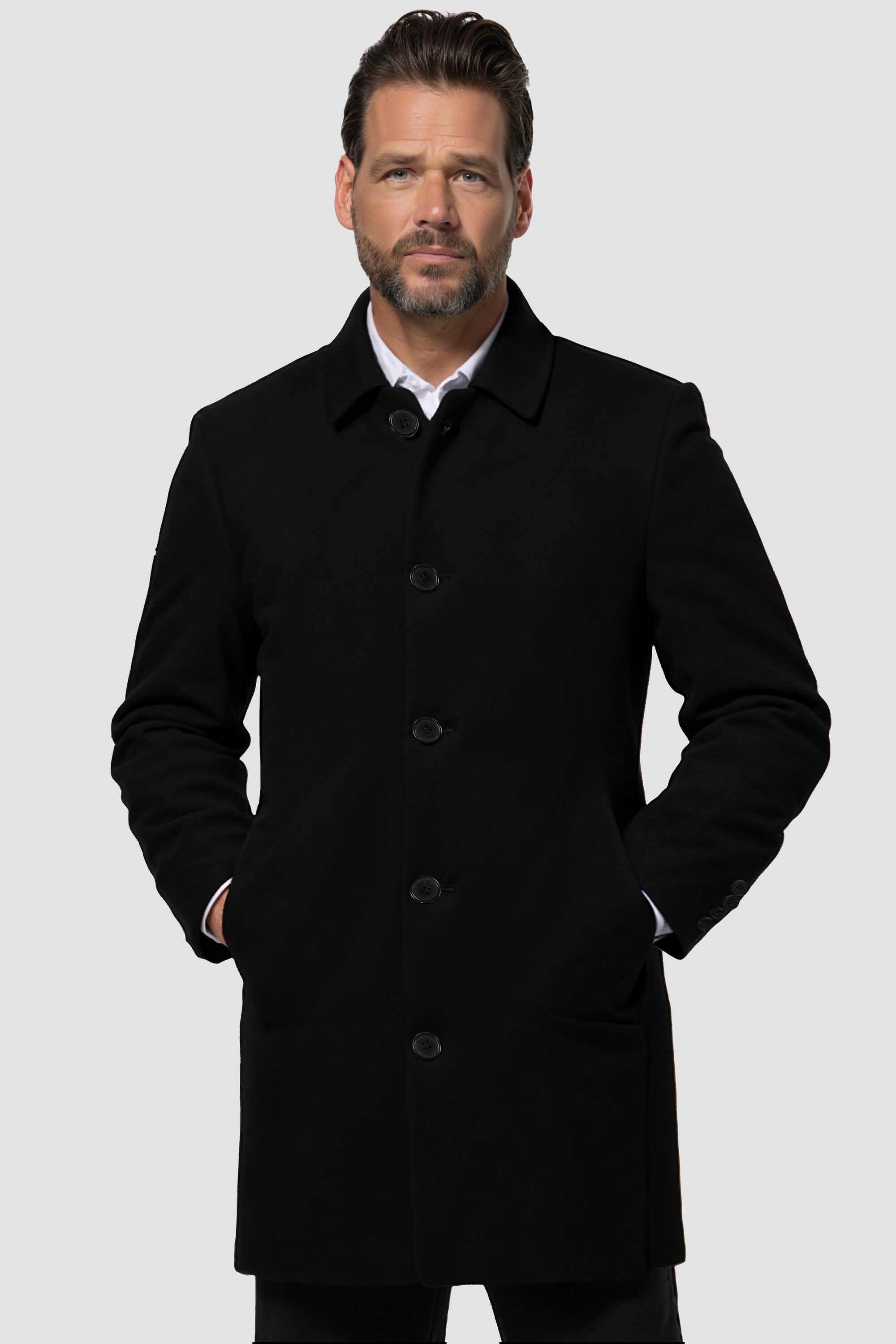 JP1880 Kurzmantel Wollmix Mantel wasserabweisend Hemdkragen günstig online kaufen