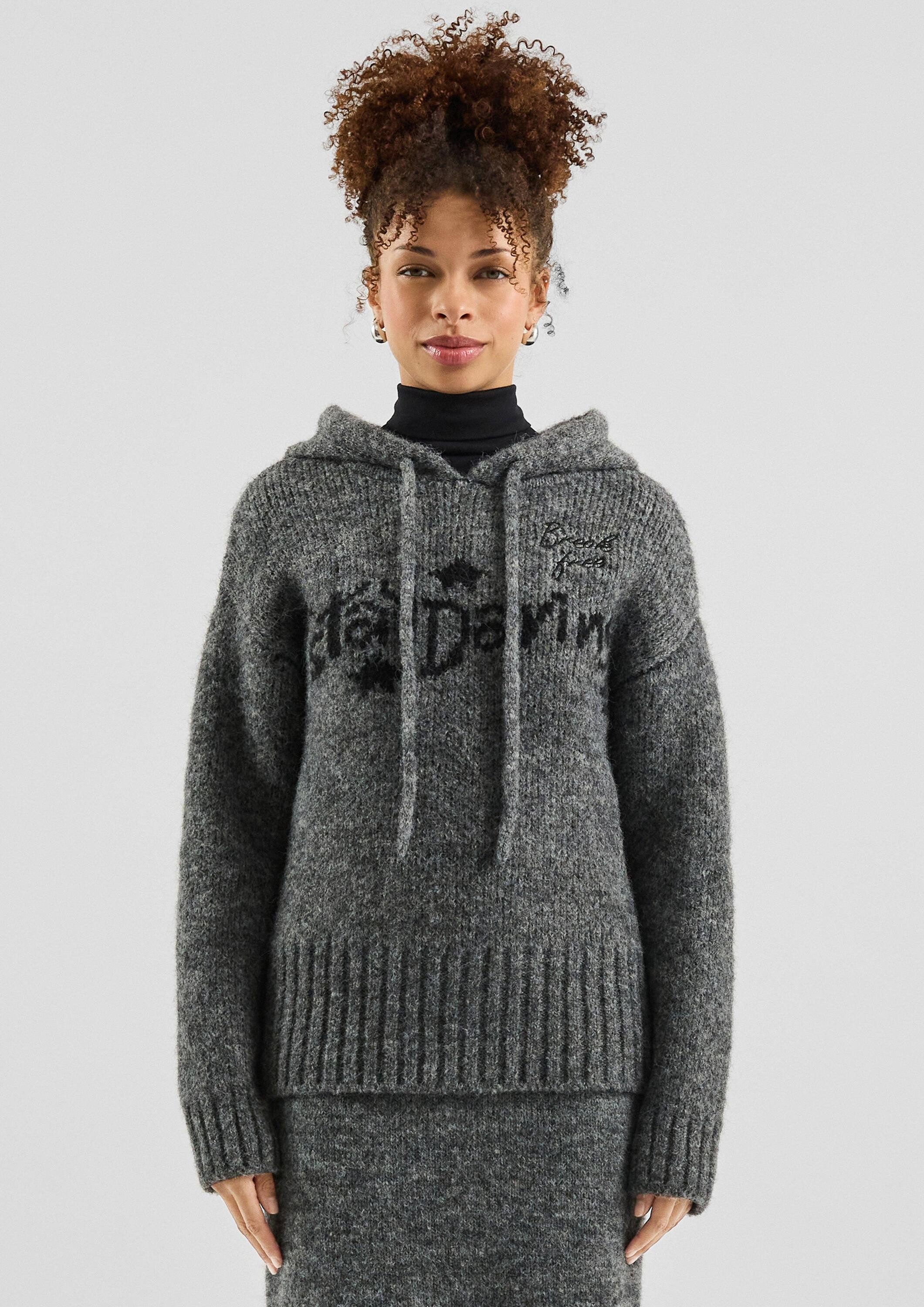 QS Longpullover Strickpullover Flauschiger Kapuzenpullover mit günstig online kaufen