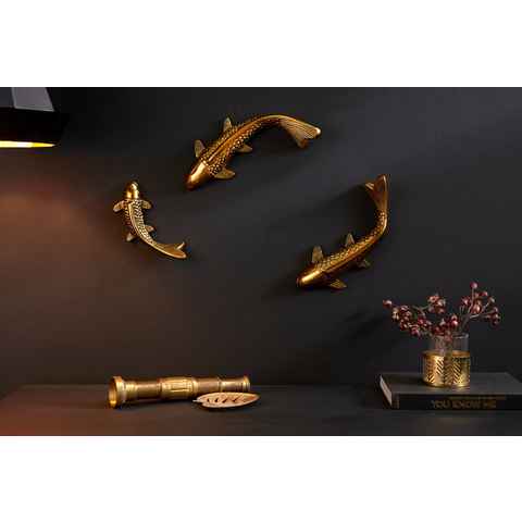 riess-ambiente Wanddekoobjekt KOI 28cm gold (Set, 3 St), Fische · Skulptur · Metall · Wanddekoration · Asiatisch · Maritim