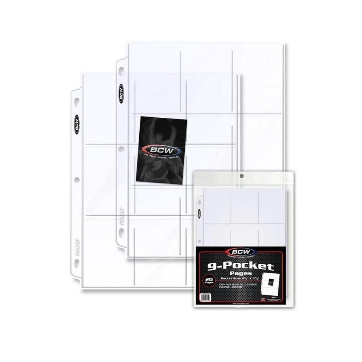 BCW Sammelkarte BCW Hüllen für 9 Karten (20 ct) 3 Loch TOP LOAD
