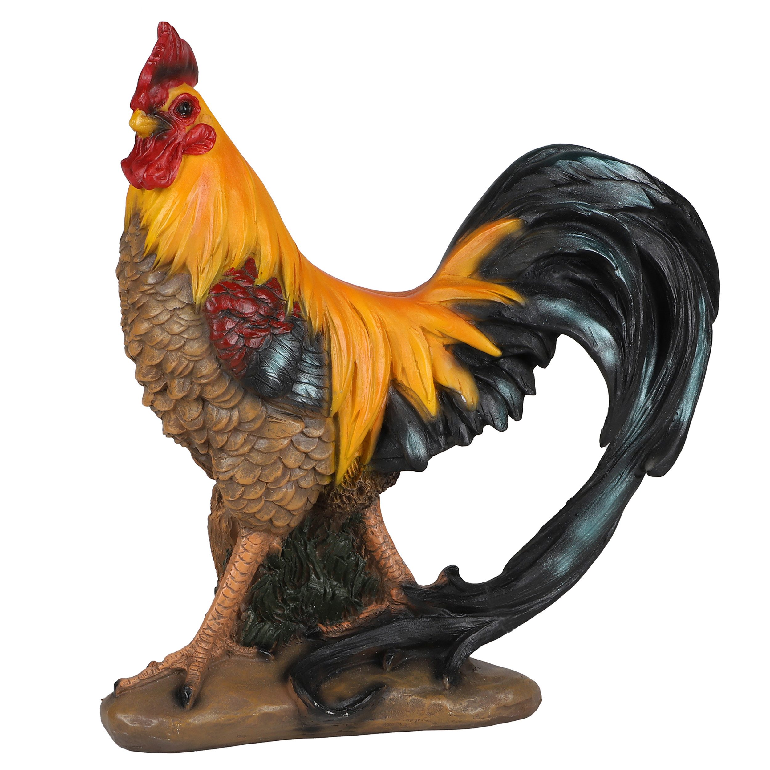 Annastore Tierfigur Garten Figur Hahn aus Kunstharz Dekofiguren Gockel
