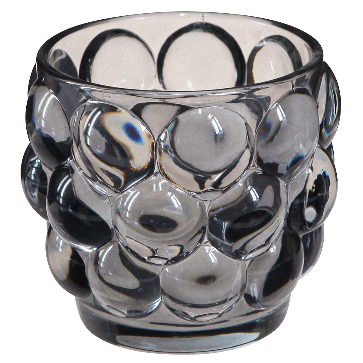 Florists Products Tischvase Kerzenhalter Glas Teelichthalter Grau Ø7cm H7cm 6er Set Retro, 6 Stück