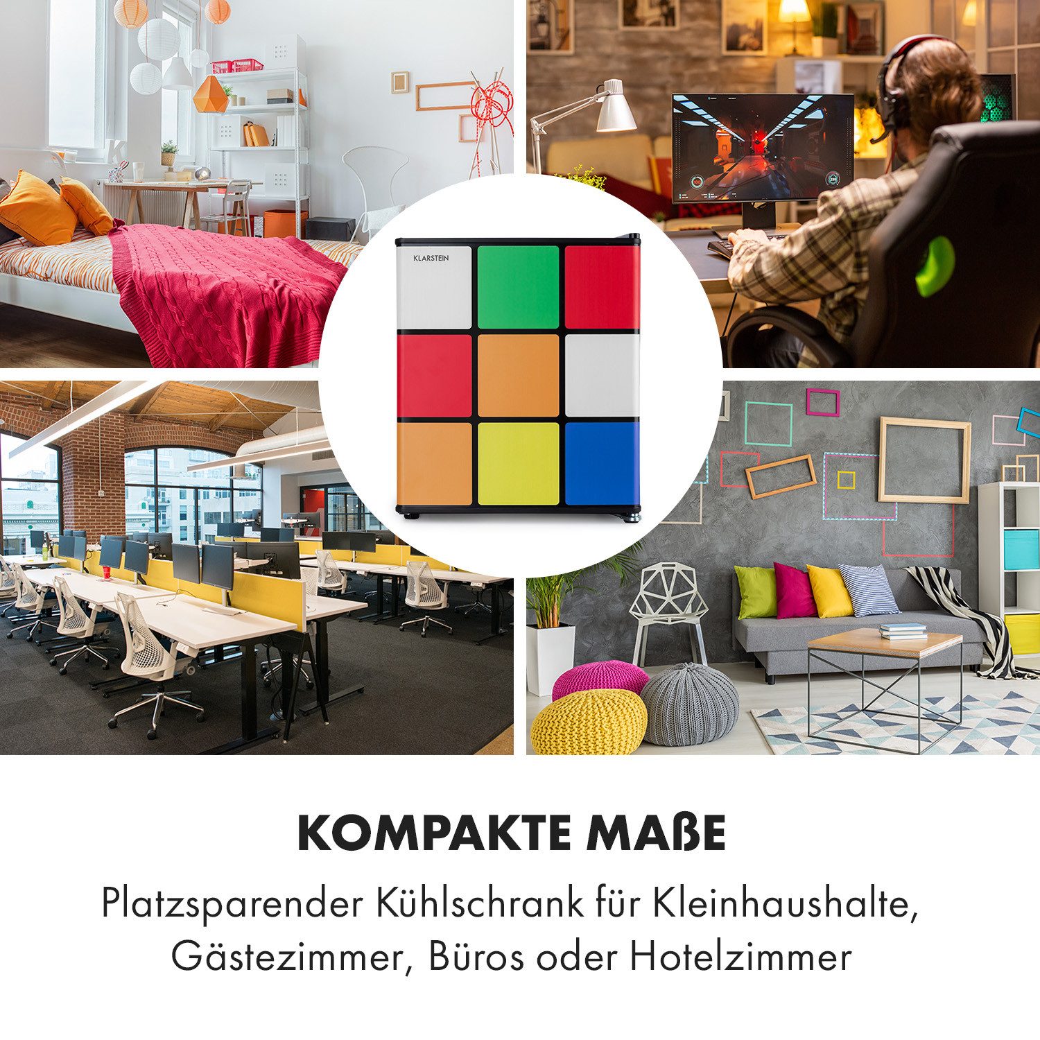 Klarstein Table Top Kühlschrank HEA13-Solve-48L 10046050, 51 cm hoch, 43 cm breit, Bier Hausbar Getränkekühlschrank Hotel Mini Fridge