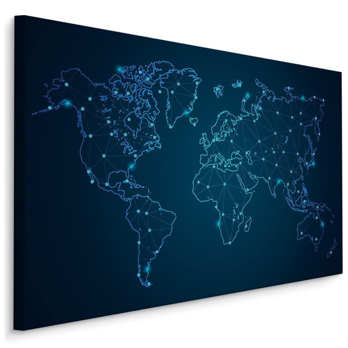 Muralo Leinwandbild Landkarten – Leinwandbild Wandbild Kunstdruck Wohnzimmer, Gebäude (1 St), Weltkarte – Kontinente – Ozeane, 90 x 60 cm, aufhängefertig